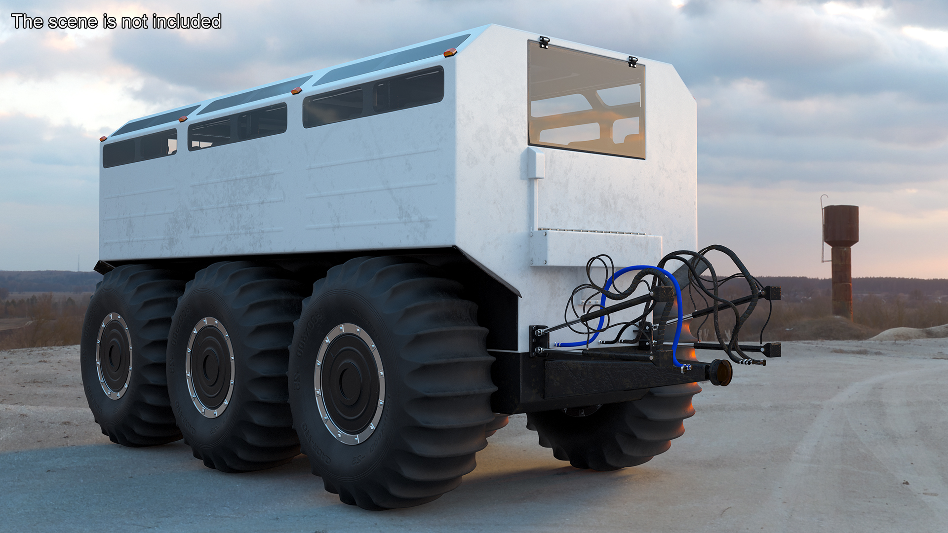 All-Terrain Trailer Light Gray Rigged 3D