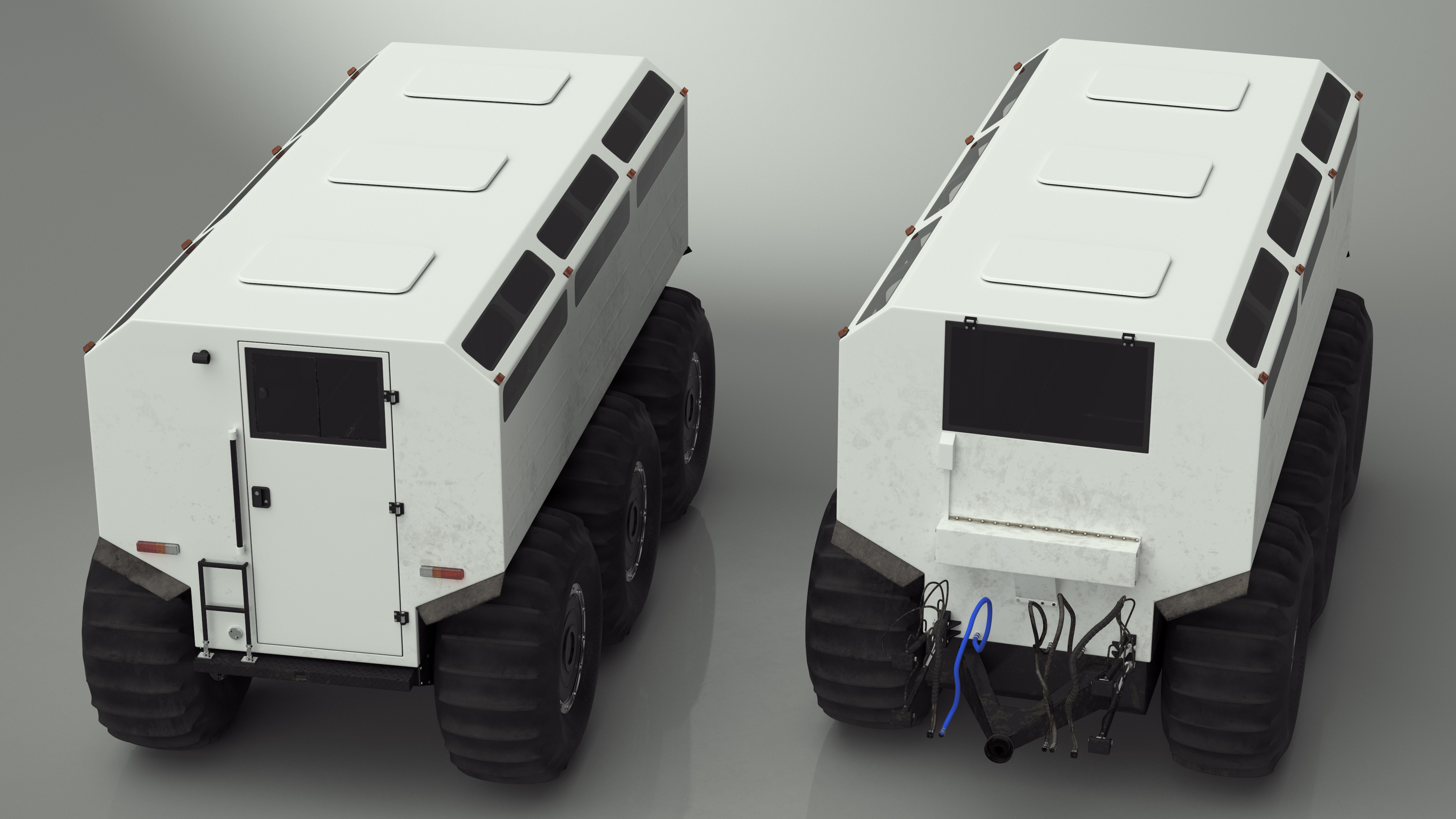 All-Terrain Trailer Light Gray Rigged 3D