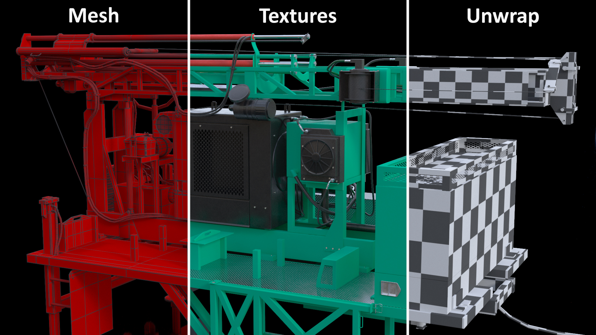 3D Mobile International Drilling Rig of Mechanical Type Green model