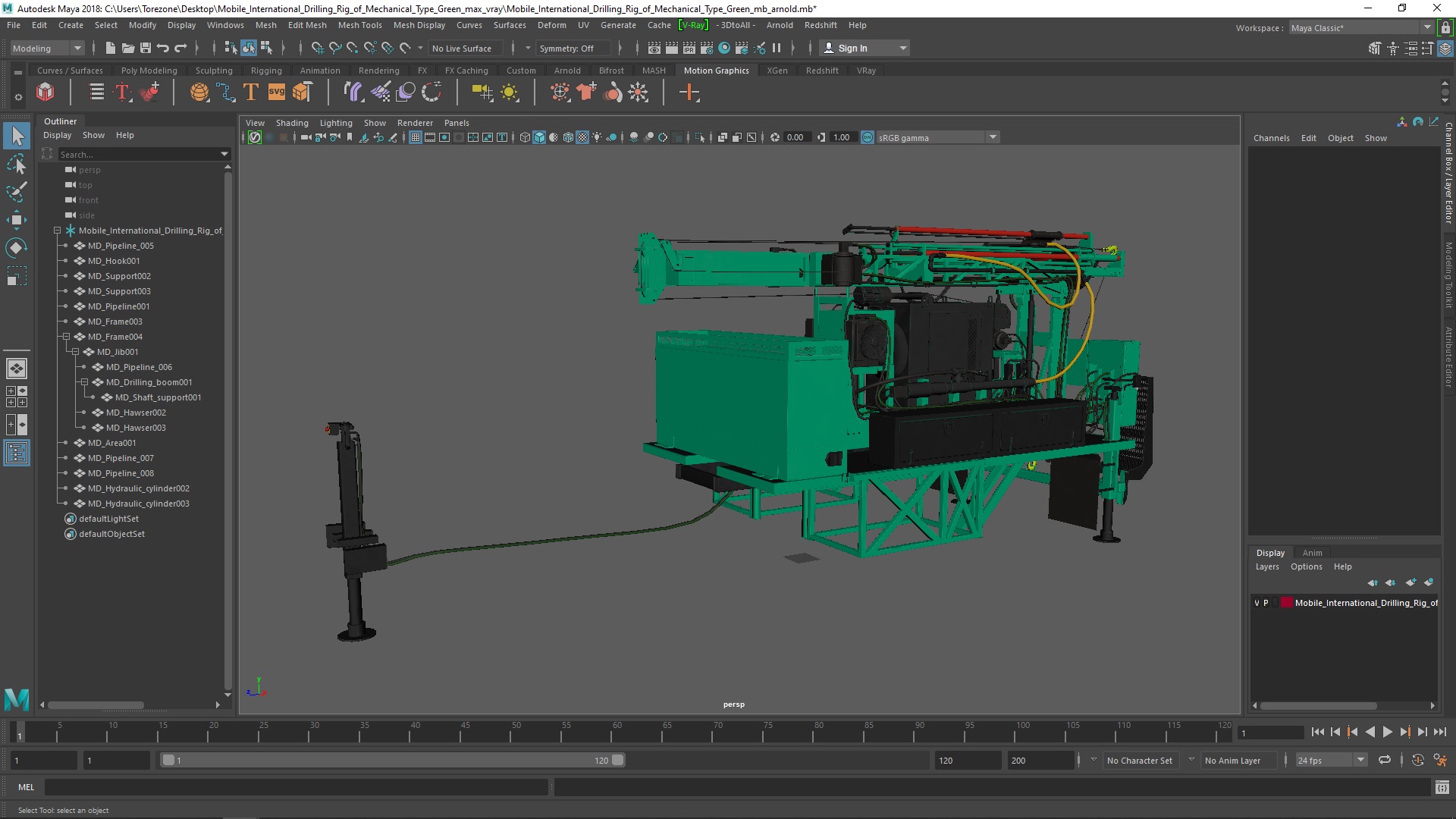 3D Mobile International Drilling Rig of Mechanical Type Green model