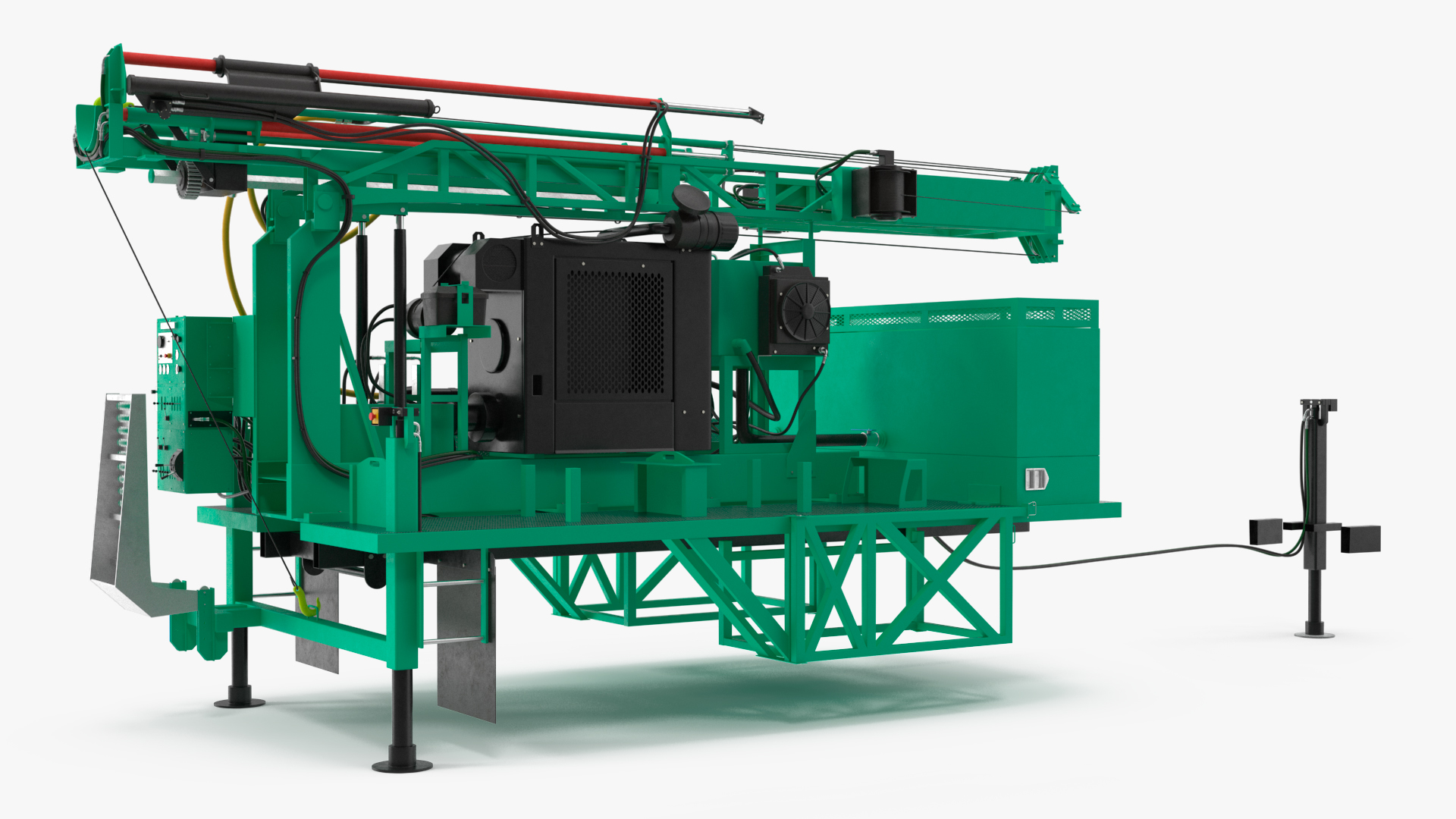 3D Mobile International Drilling Rig of Mechanical Type Green model