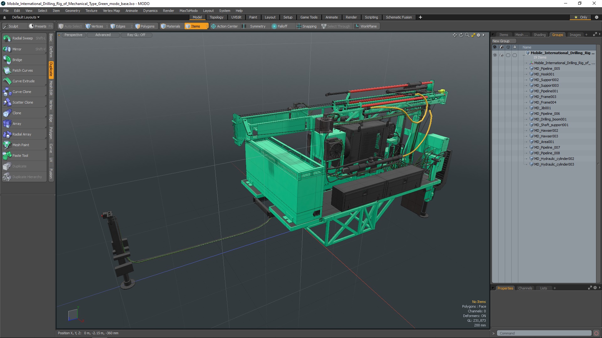 3D Mobile International Drilling Rig of Mechanical Type Green model