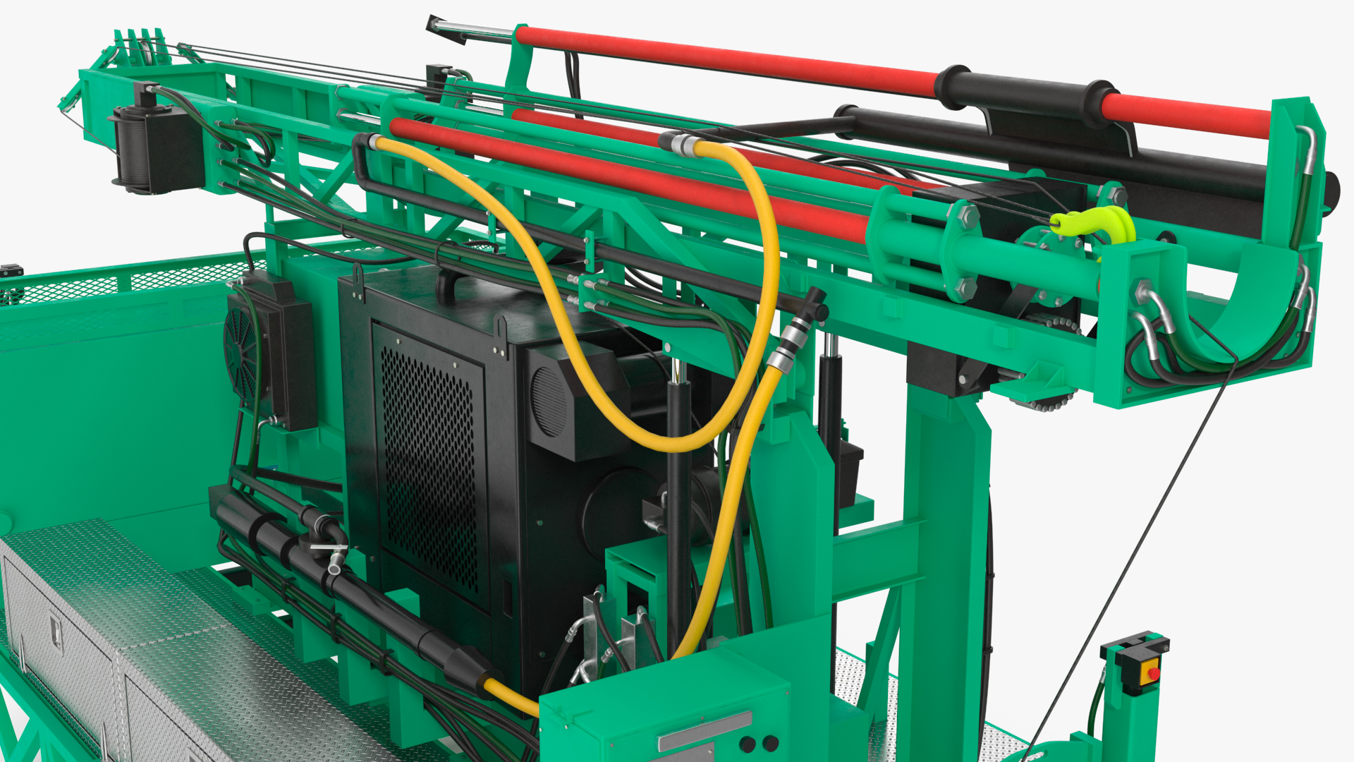 3D Mobile International Drilling Rig of Mechanical Type Green model