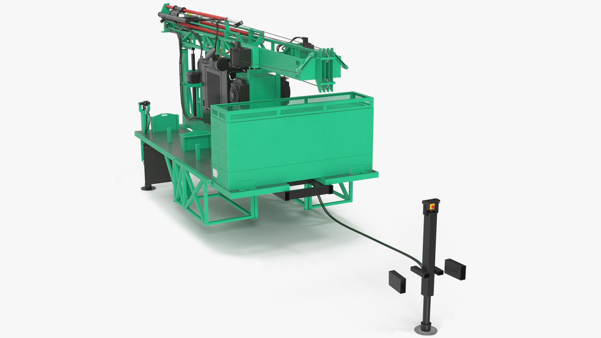 3D Mobile International Drilling Rig of Mechanical Type Green model