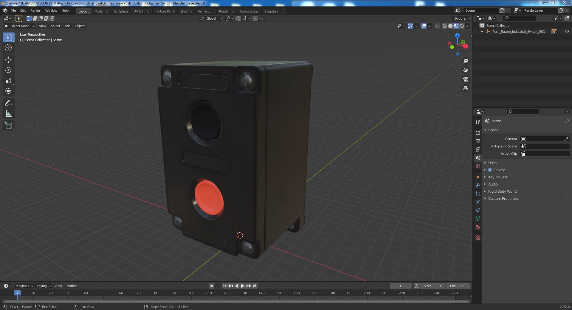 Push Button Industrial Switch 3D model