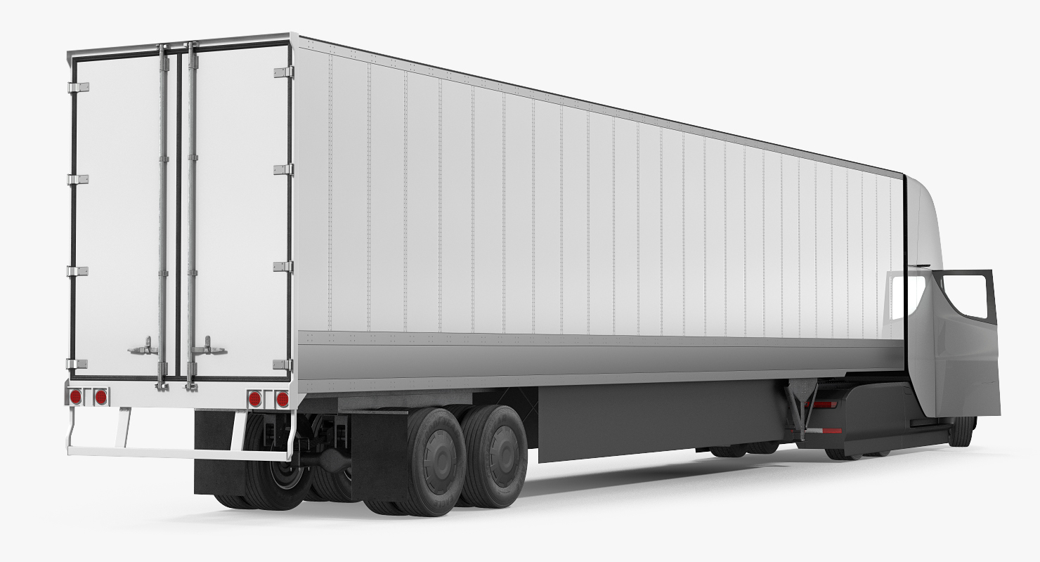 3D model Tesla Semi Truck with Trailer Simple Interior
