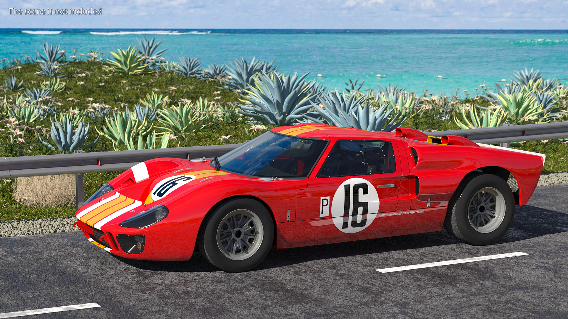 Ford GT40 Racing Car Red 3D model