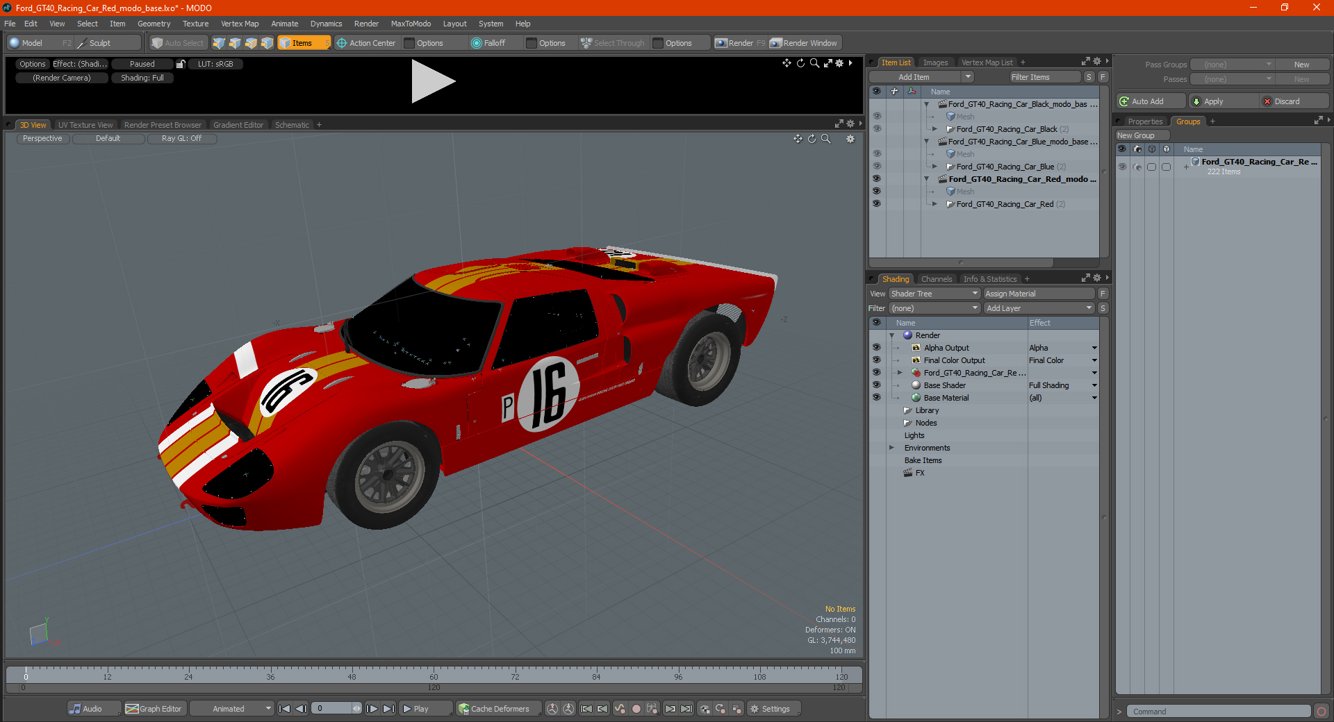 Ford GT40 Racing Car Red 3D model
