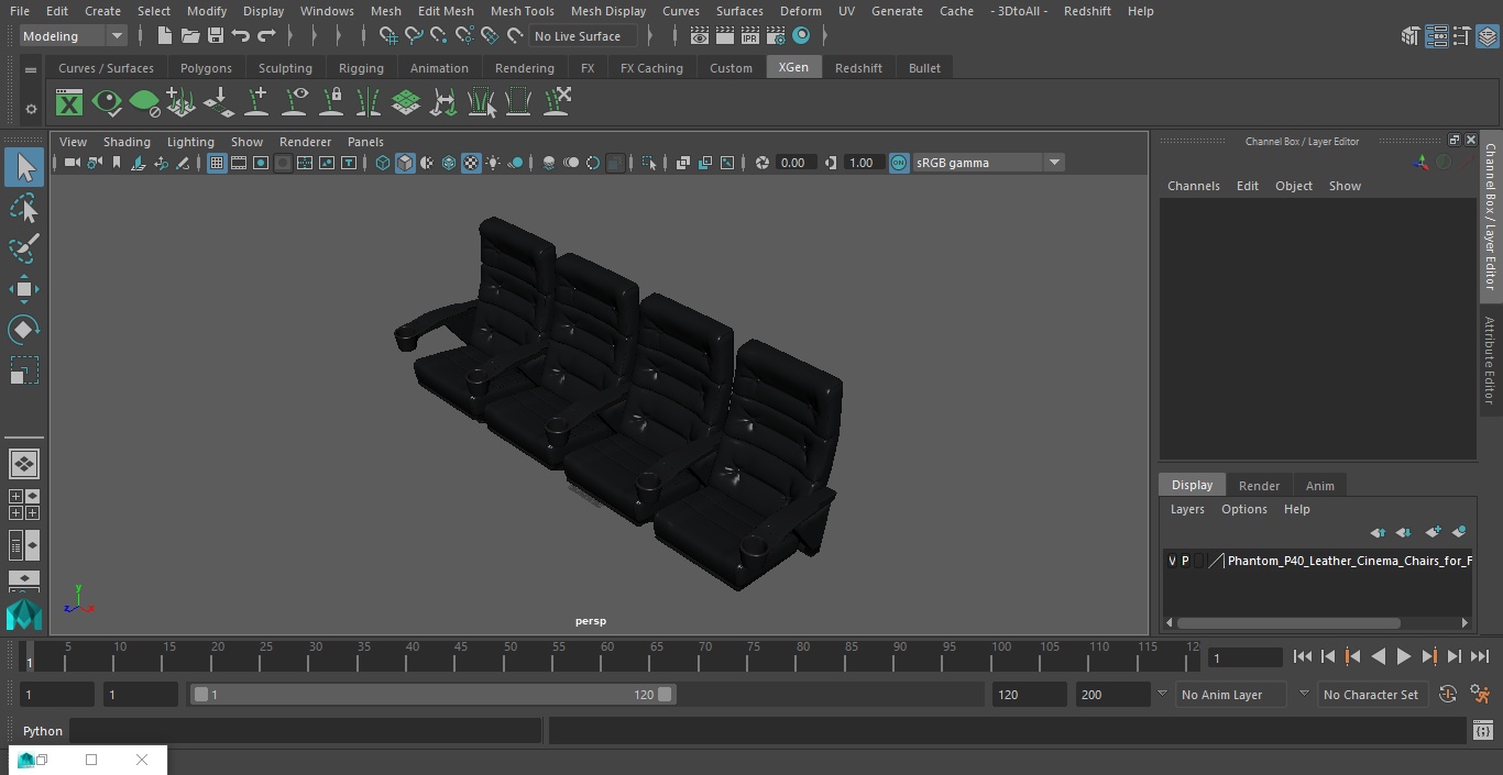 Phantom P40 Leather Cinema Chairs for Four Places 3D model