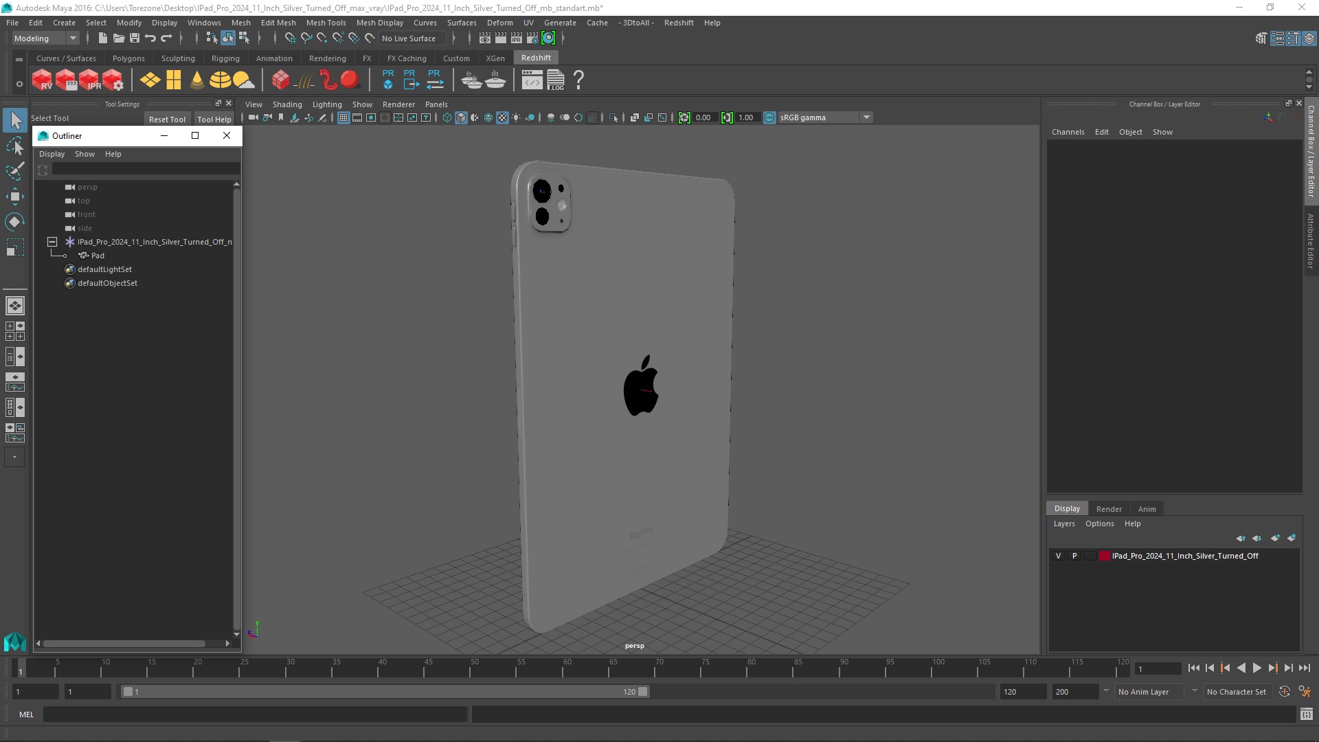 IPad Pro 2024 11 Inch Silver Turned Off 3D model