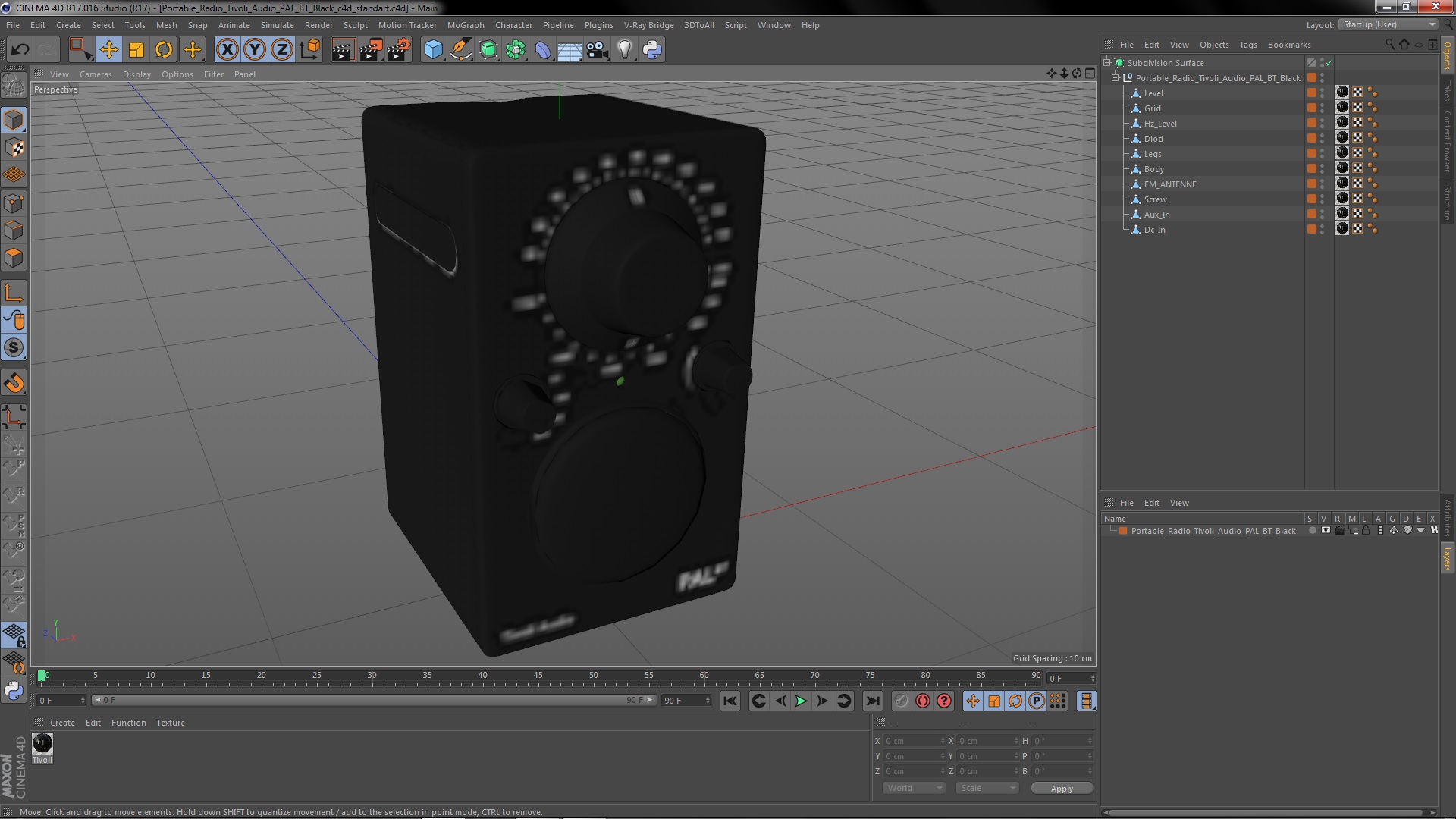 3D model Portable Radio Tivoli Audio PAL BT Black