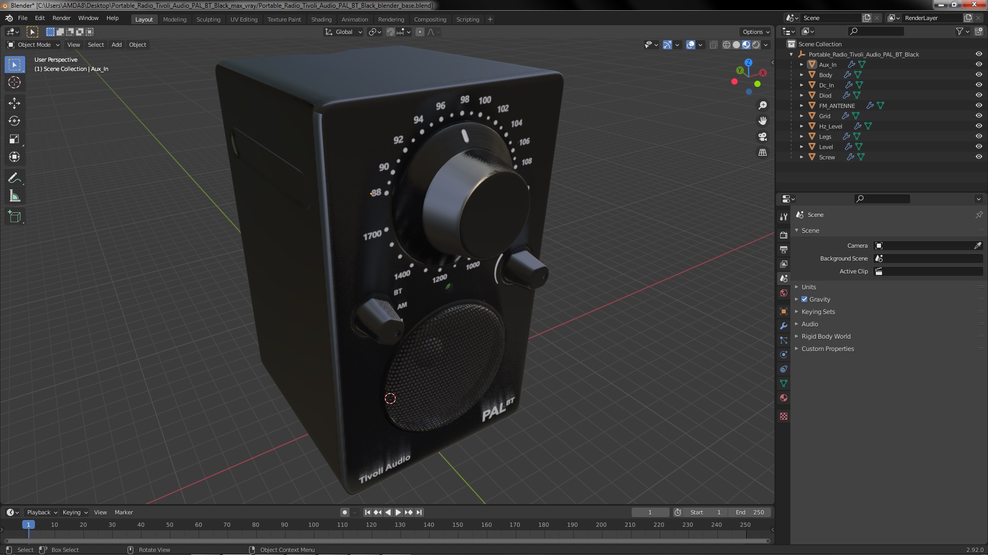 3D model Portable Radio Tivoli Audio PAL BT Black
