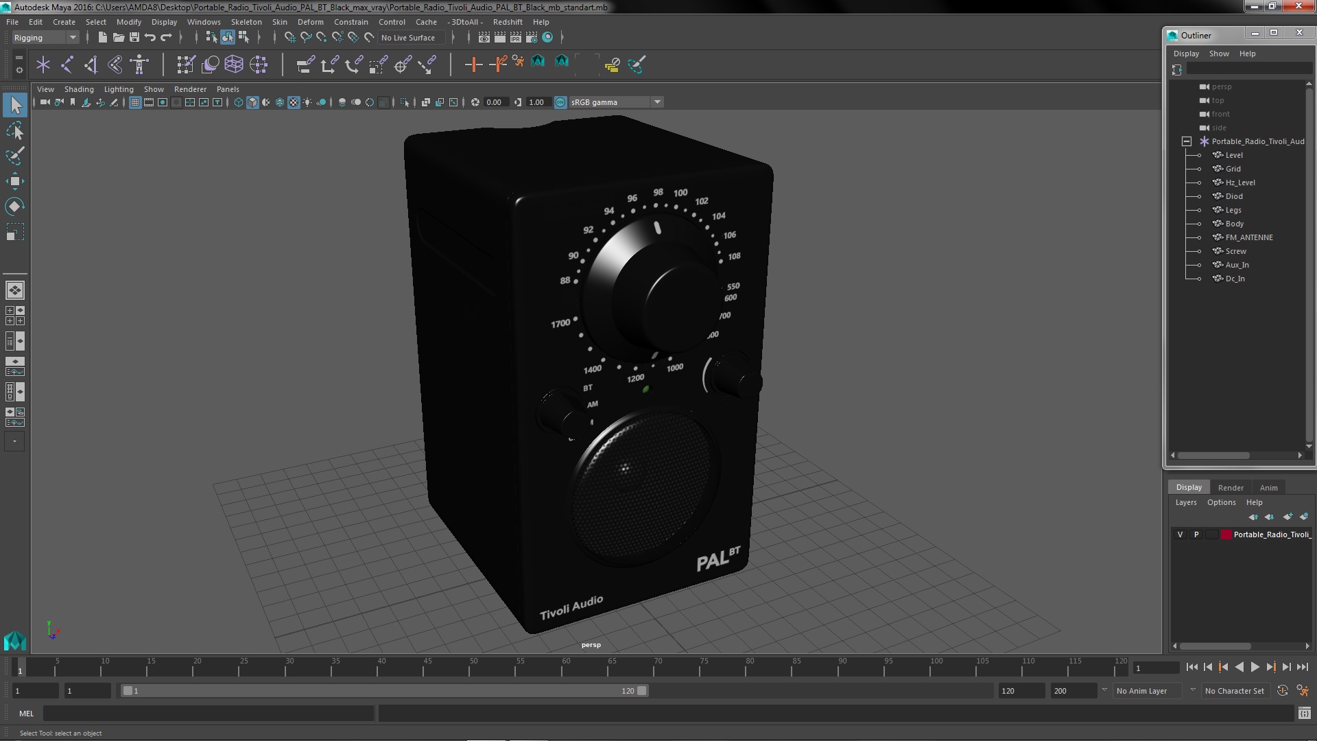 3D model Portable Radio Tivoli Audio PAL BT Black