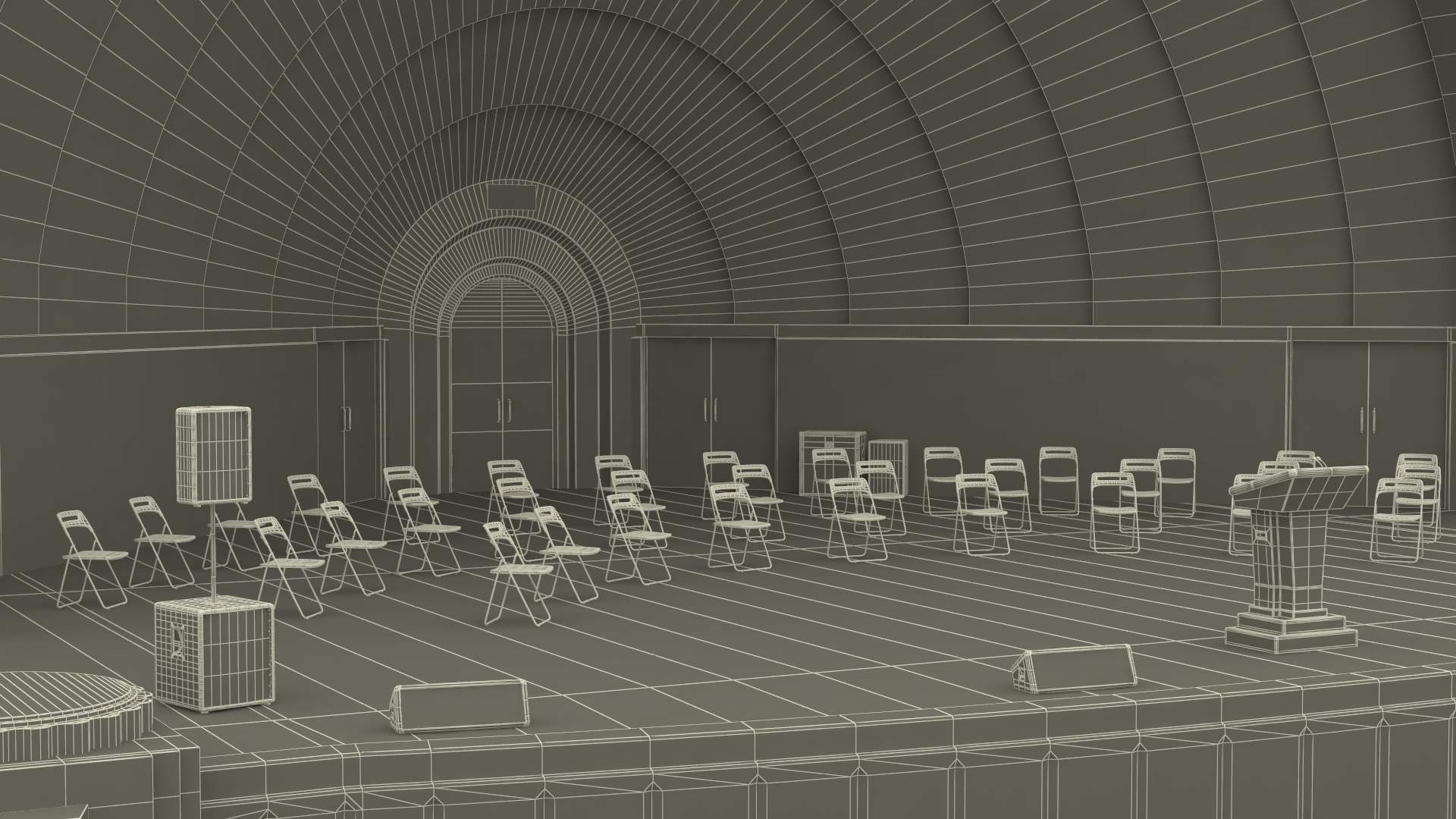 Washington Park Band Shell and Speaker Podium with Fur 3D model