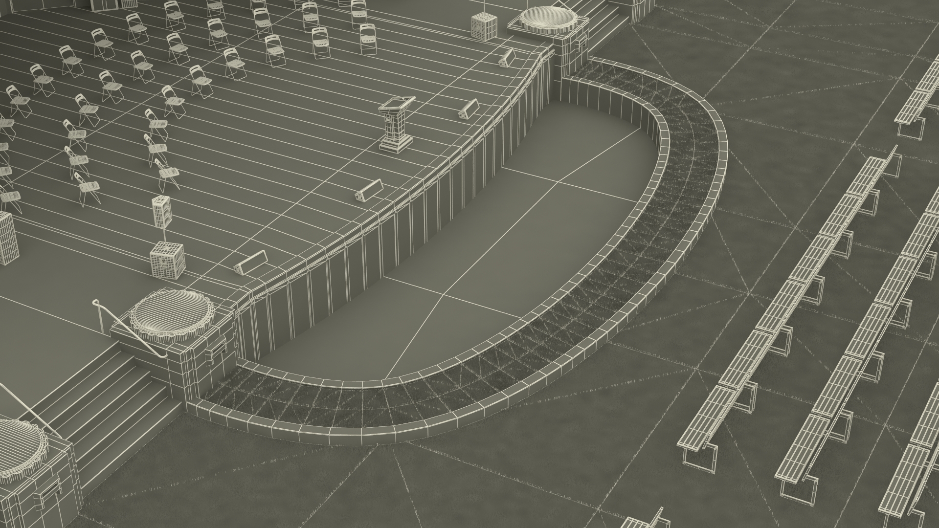 Washington Park Band Shell and Speaker Podium with Fur 3D model