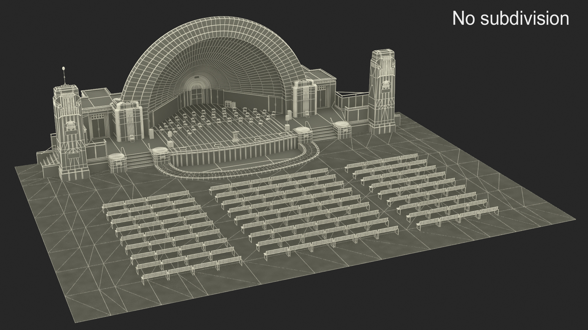 Washington Park Band Shell and Speaker Podium with Fur 3D model