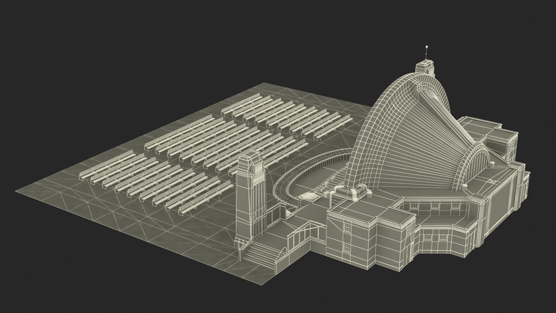 Washington Park Band Shell and Speaker Podium with Fur 3D model