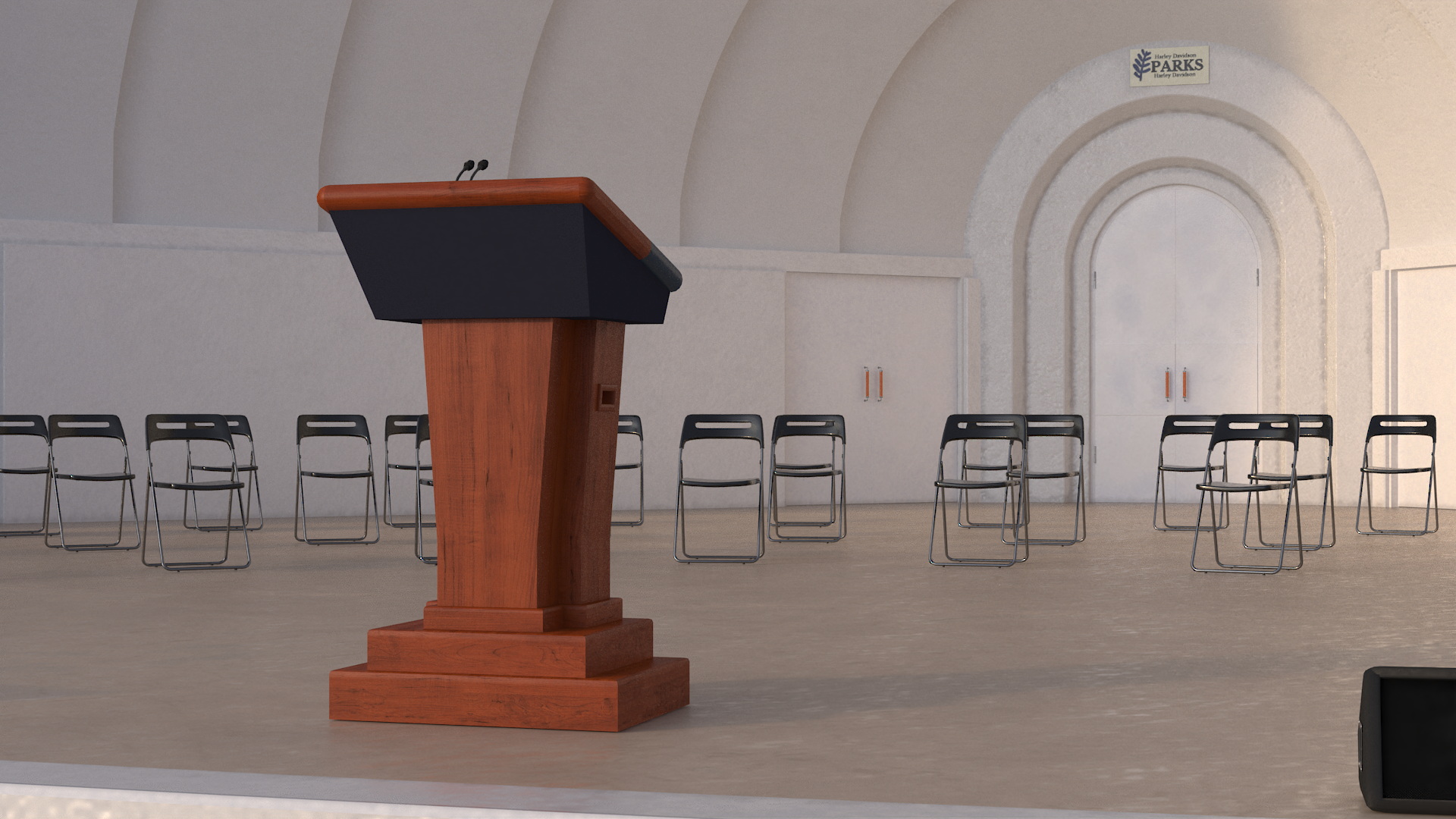 Washington Park Band Shell and Speaker Podium with Fur 3D model