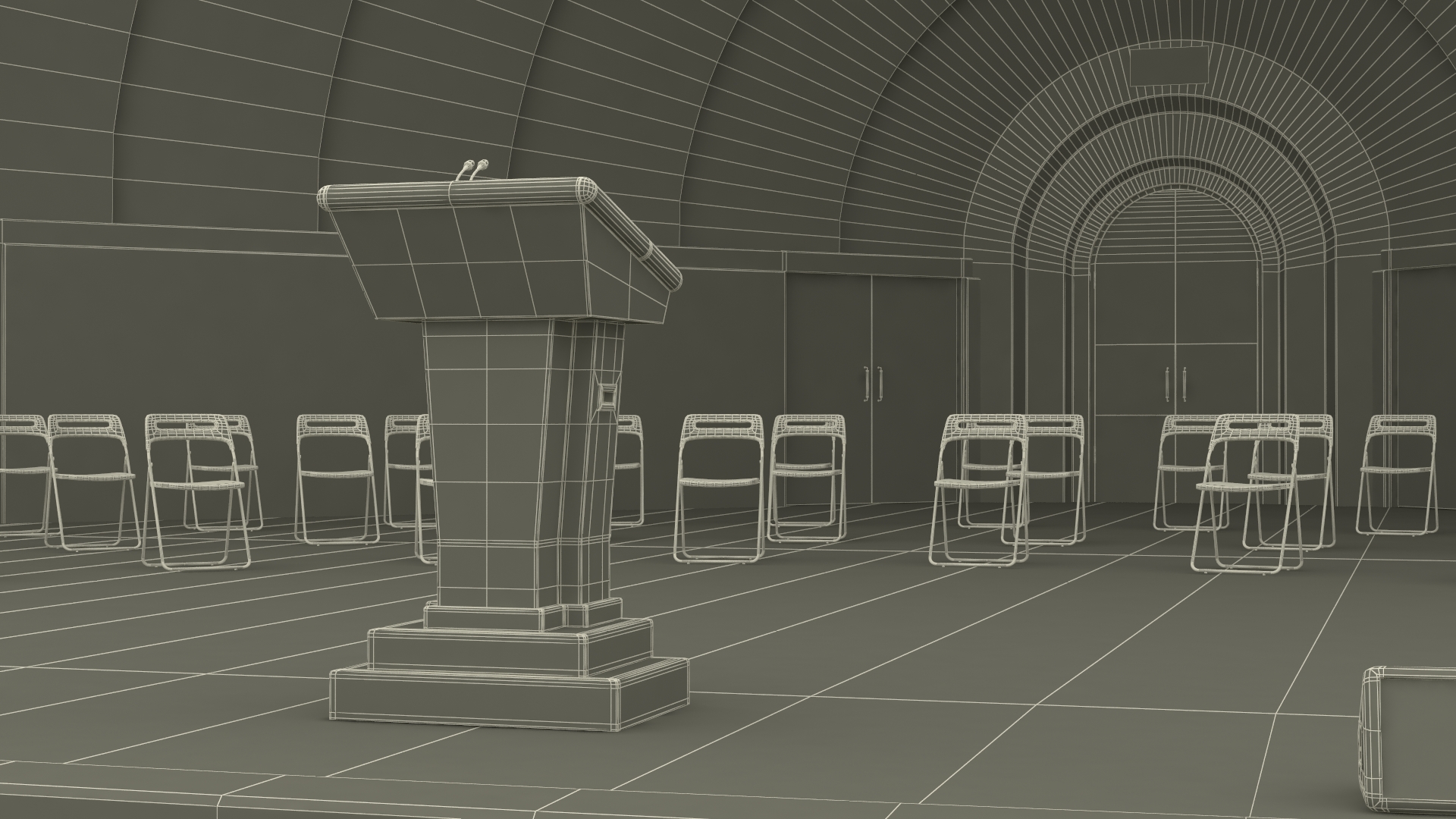 Washington Park Band Shell and Speaker Podium with Fur 3D model