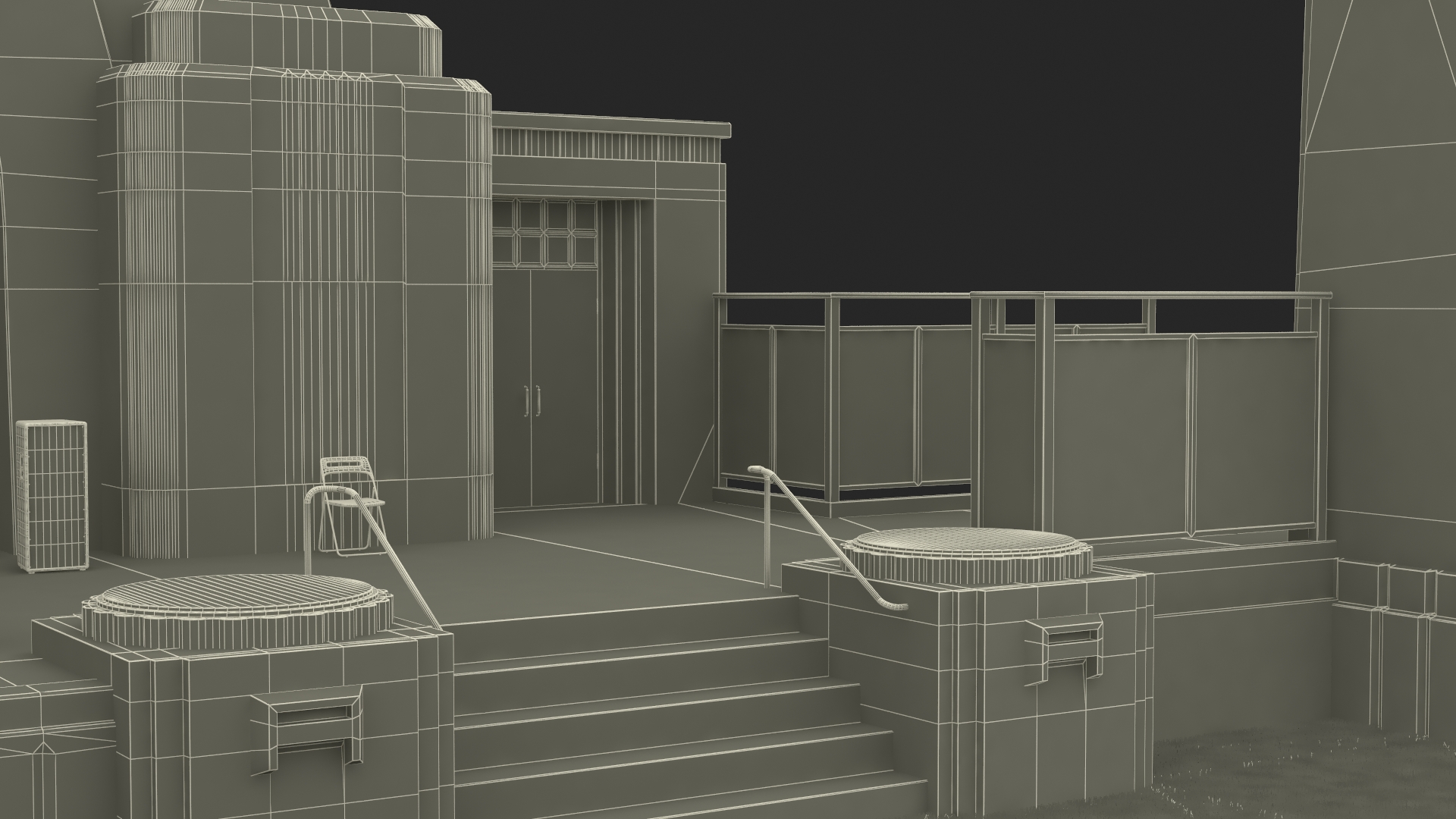 Washington Park Band Shell and Speaker Podium with Fur 3D model