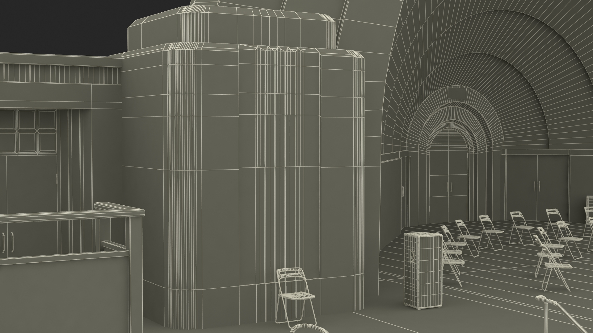 Washington Park Band Shell and Speaker Podium with Fur 3D model