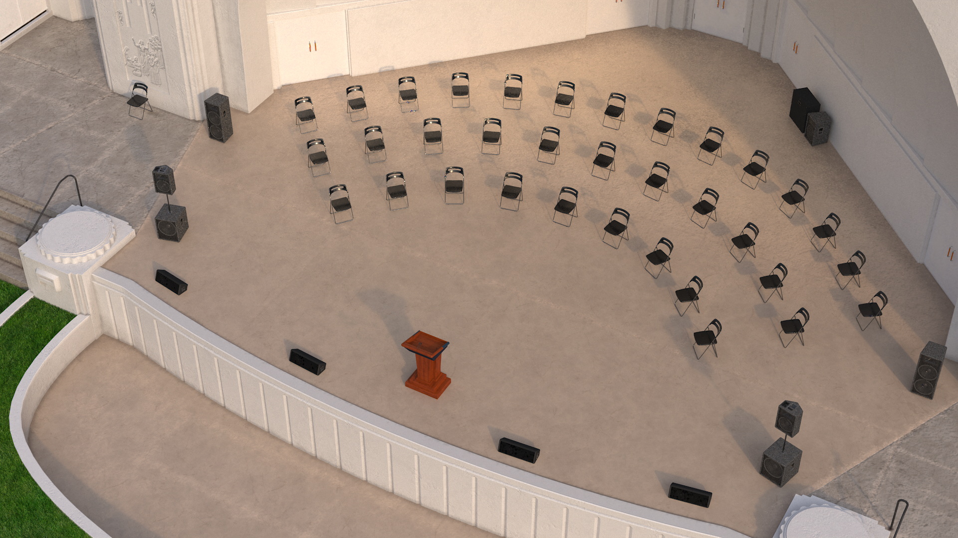 Washington Park Band Shell and Speaker Podium with Fur 3D model