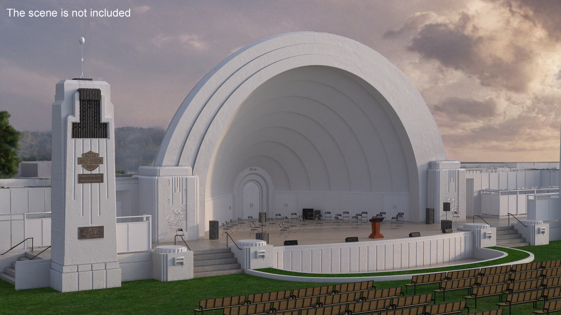Washington Park Band Shell and Speaker Podium with Fur 3D model