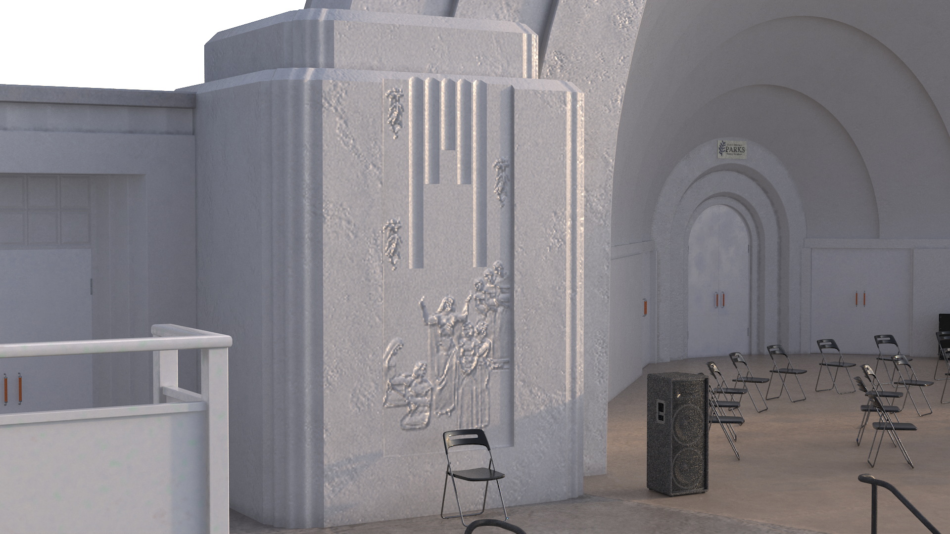 Washington Park Band Shell and Speaker Podium with Fur 3D model