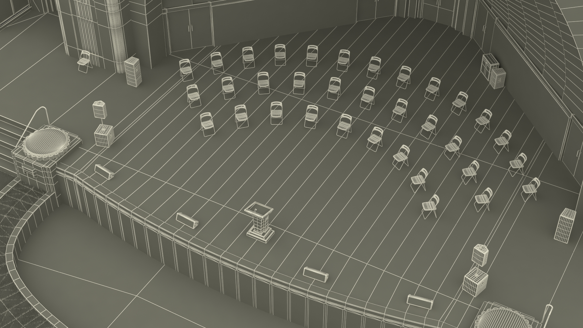 Washington Park Band Shell and Speaker Podium with Fur 3D model