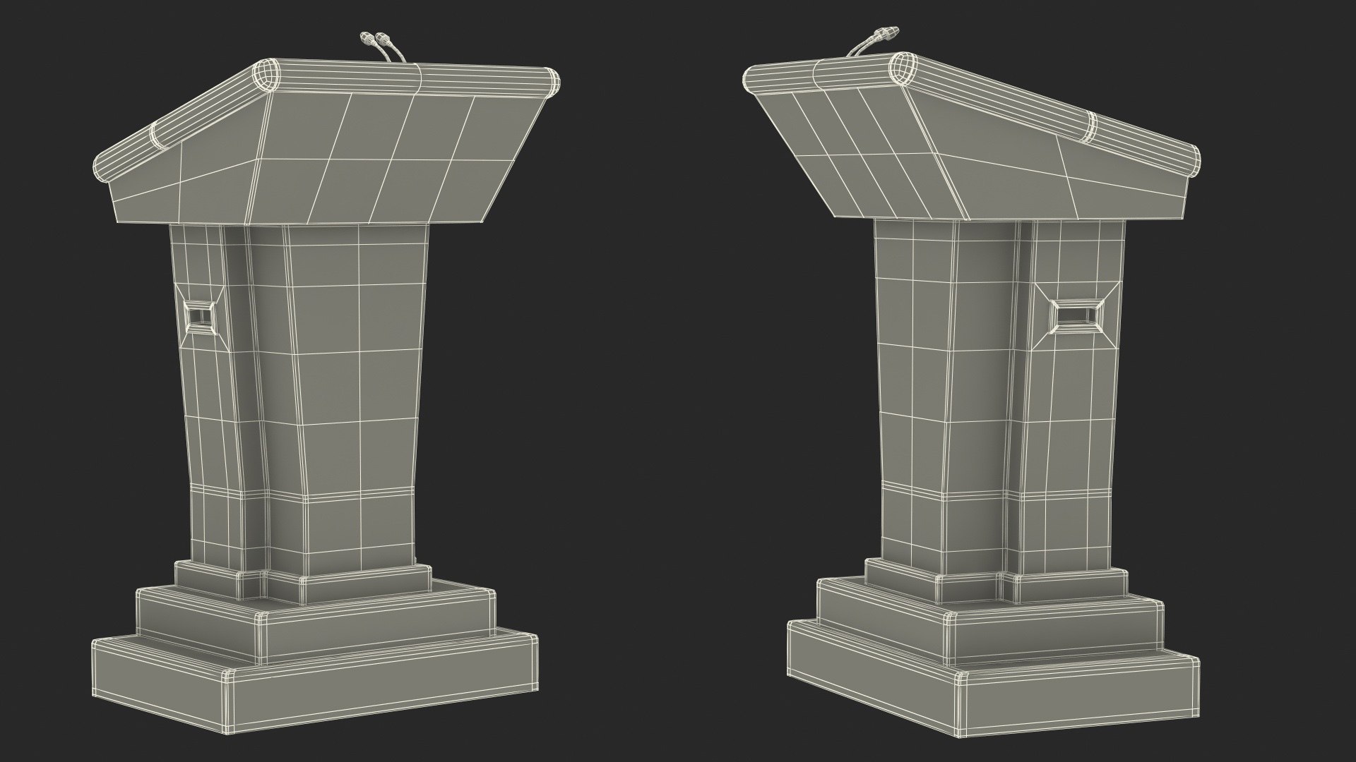 Washington Park Band Shell and Speaker Podium with Fur 3D model