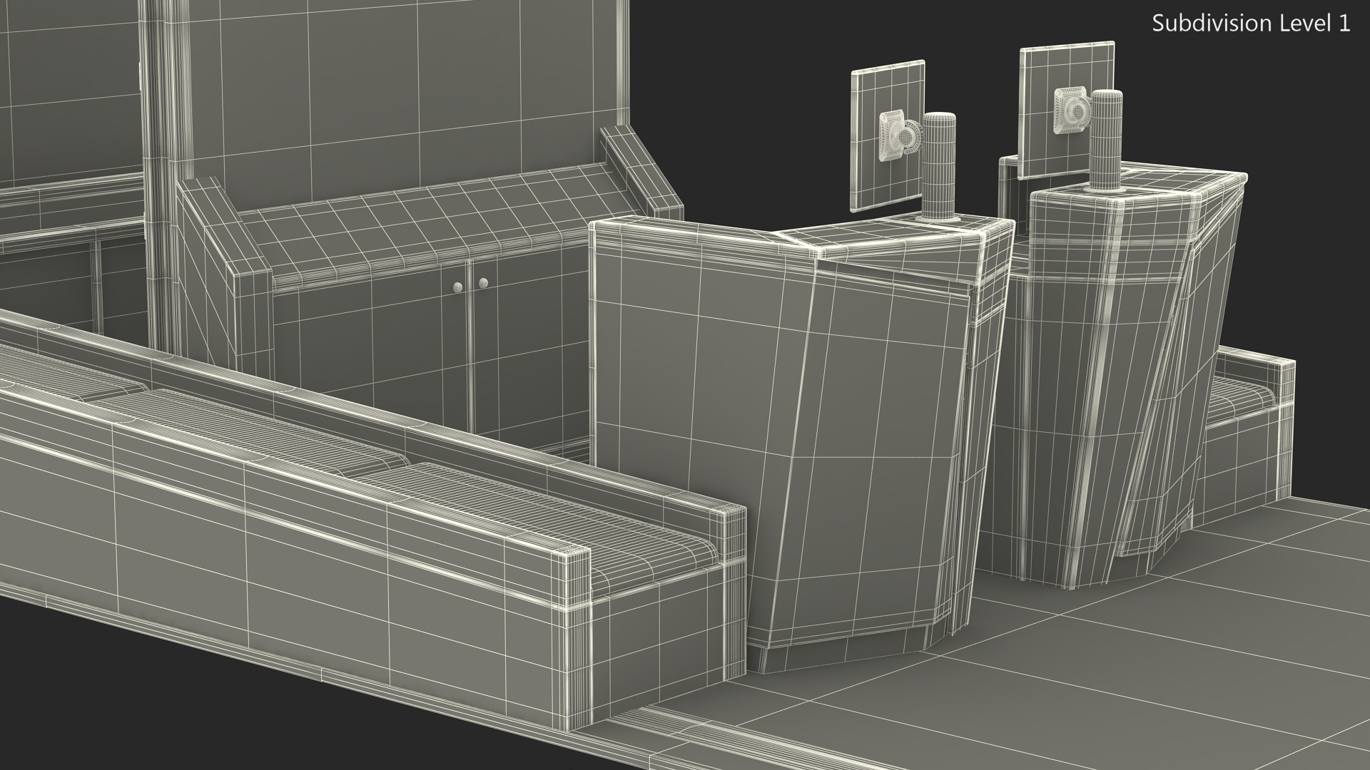 3D Airport Counter Check-In Rigged
