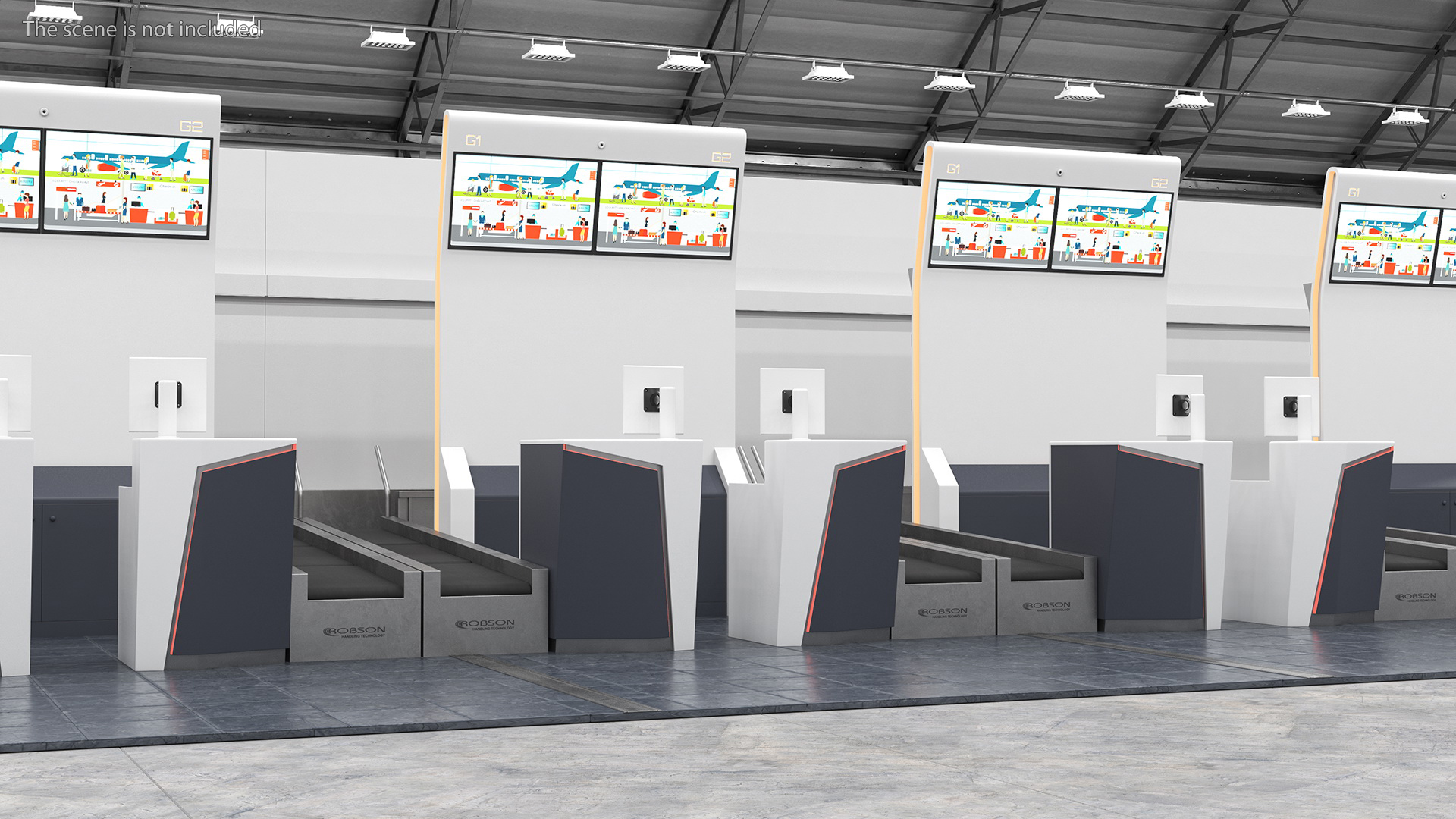 3D Airport Counter Check-In Rigged