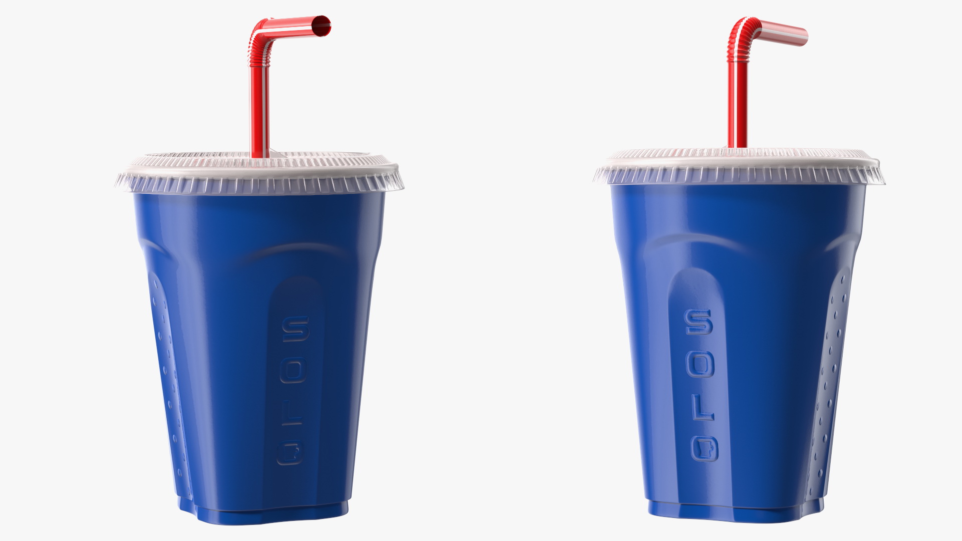 3D Solo Squared Plastic Cup with Lid and Straw Blue model