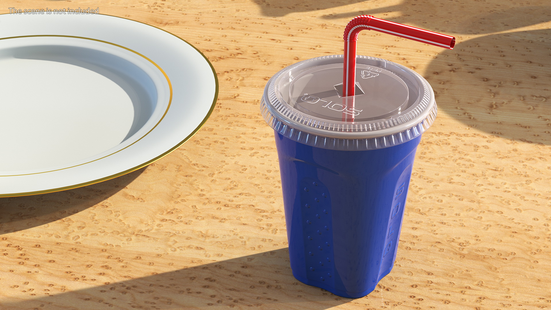3D Solo Squared Plastic Cup with Lid and Straw Blue model