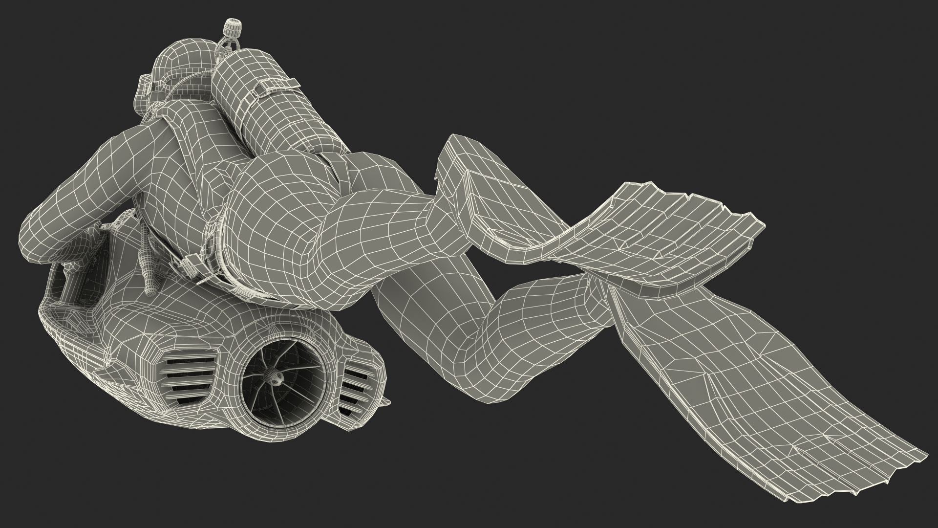 Diver with Seabob F5SR Personal Watercraft Rigged 3D model