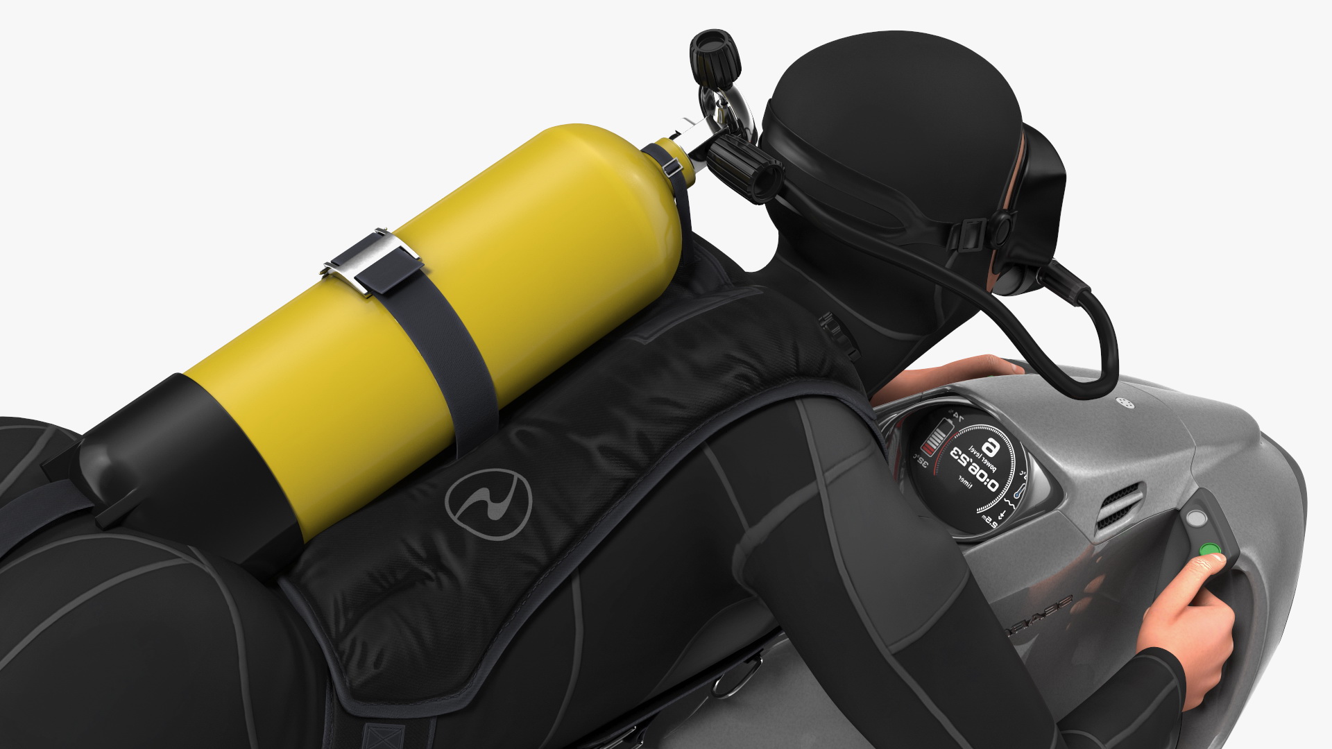 Diver with Seabob F5SR Personal Watercraft Rigged 3D model