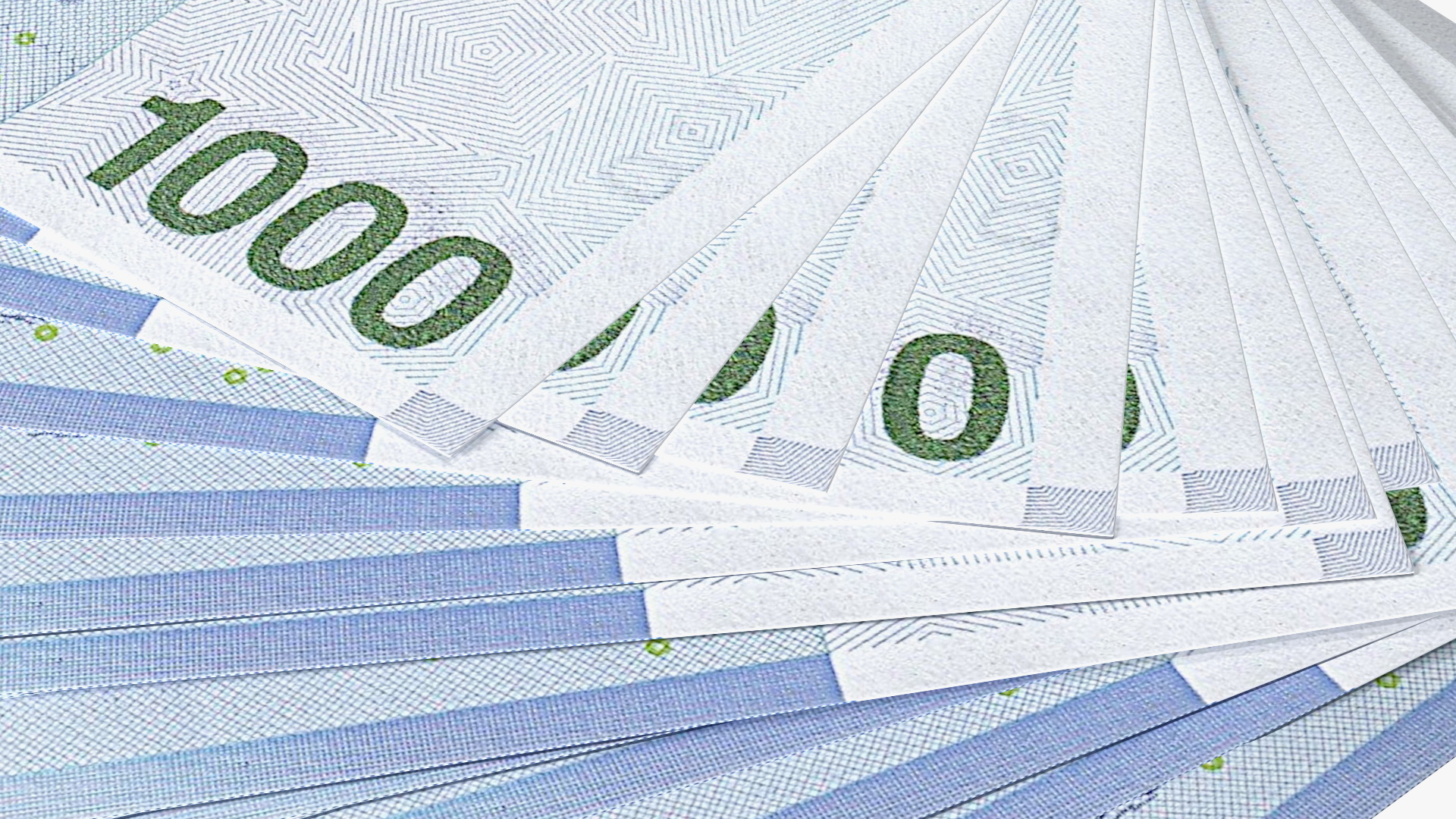 3D Fan of South Korean 1000 Won Banknotes model