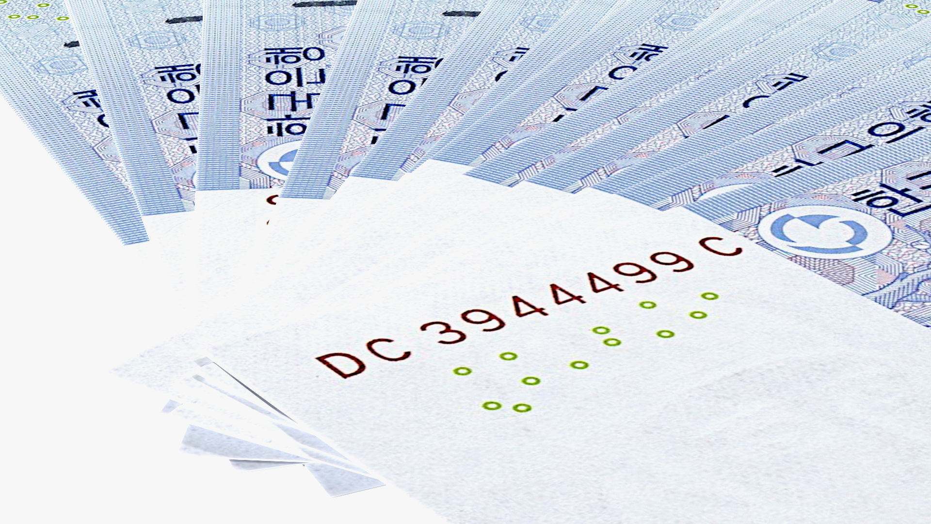 3D Fan of South Korean 1000 Won Banknotes model