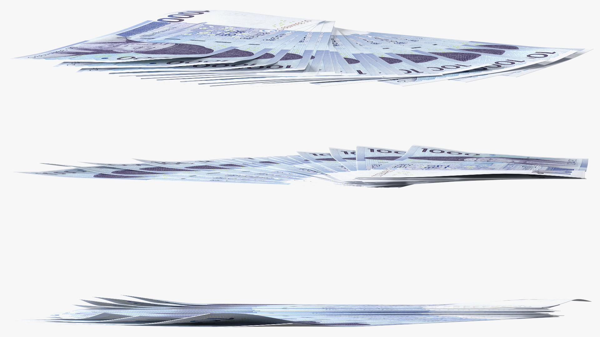 3D Fan of South Korean 1000 Won Banknotes model