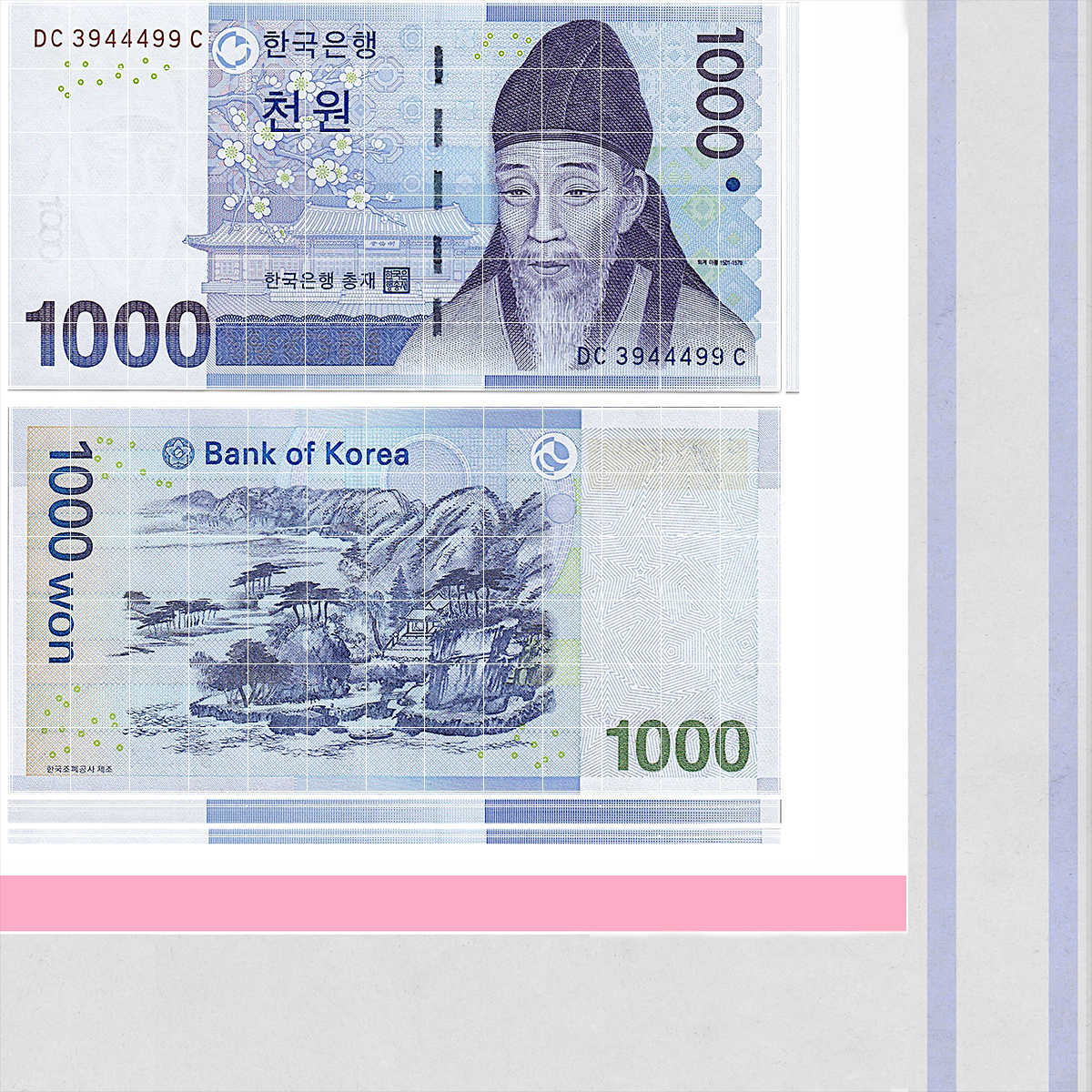 3D Fan of South Korean 1000 Won Banknotes model