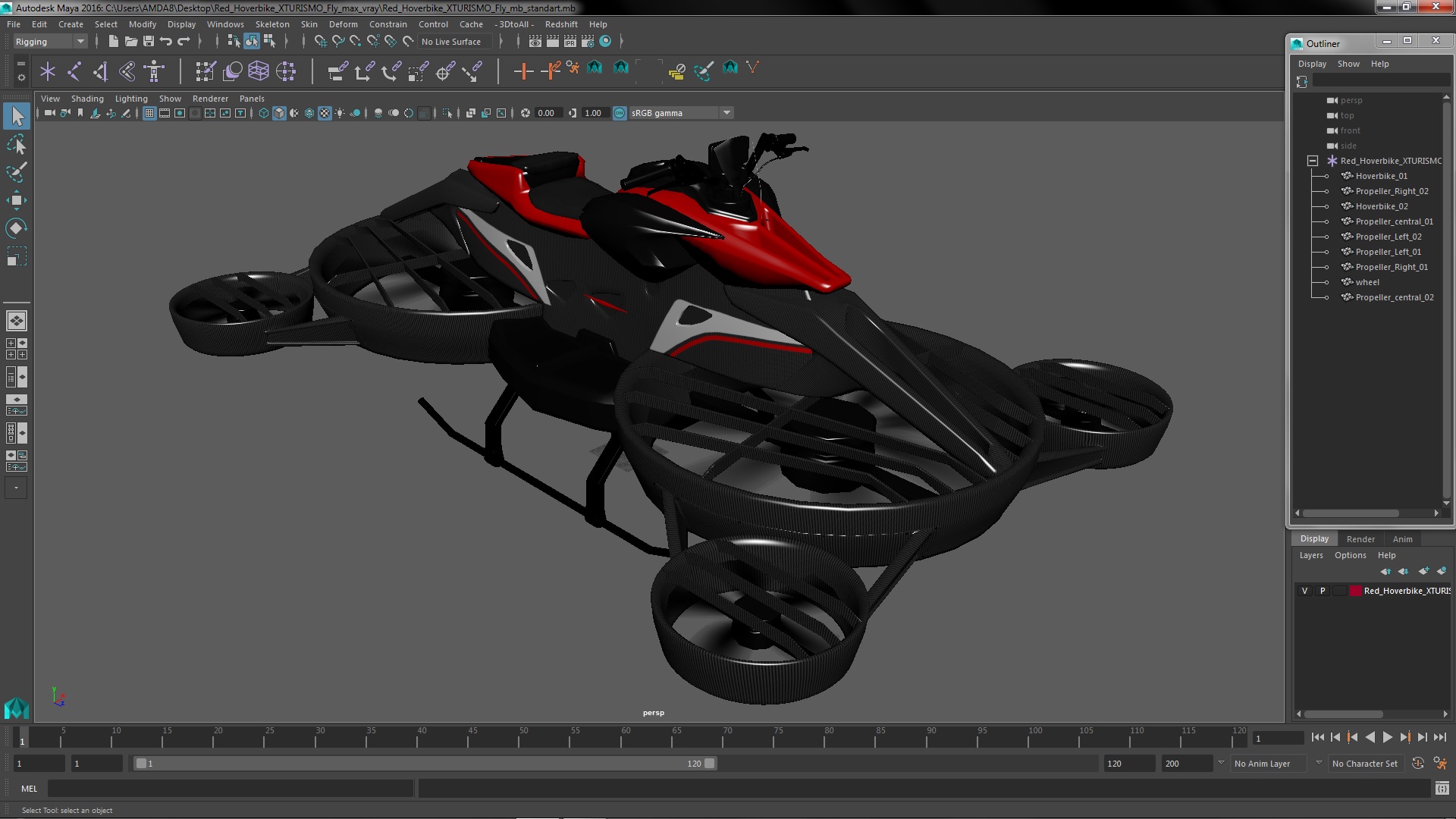 3D Red Hoverbike XTURISMO Fly