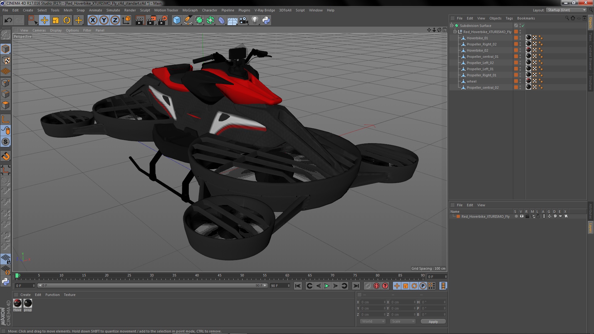 3D Red Hoverbike XTURISMO Fly