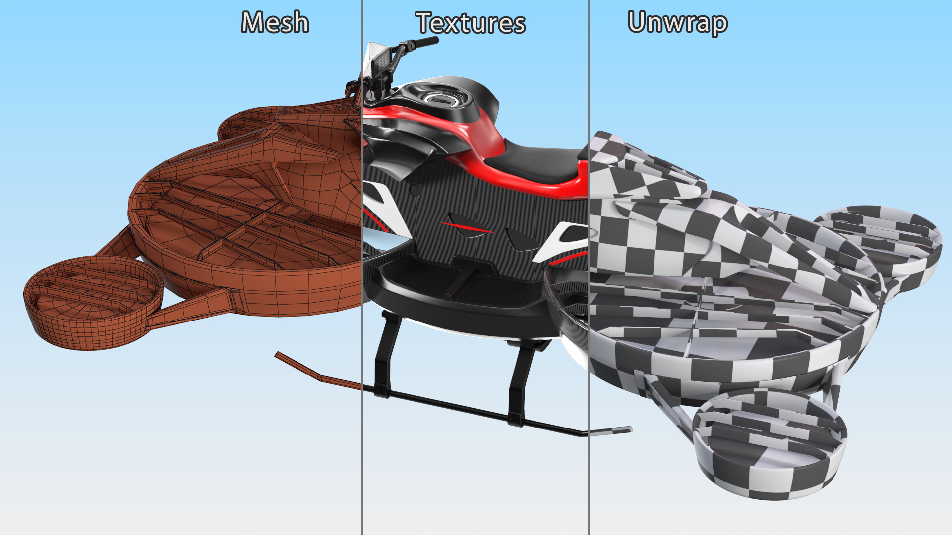 3D Red Hoverbike XTURISMO Fly