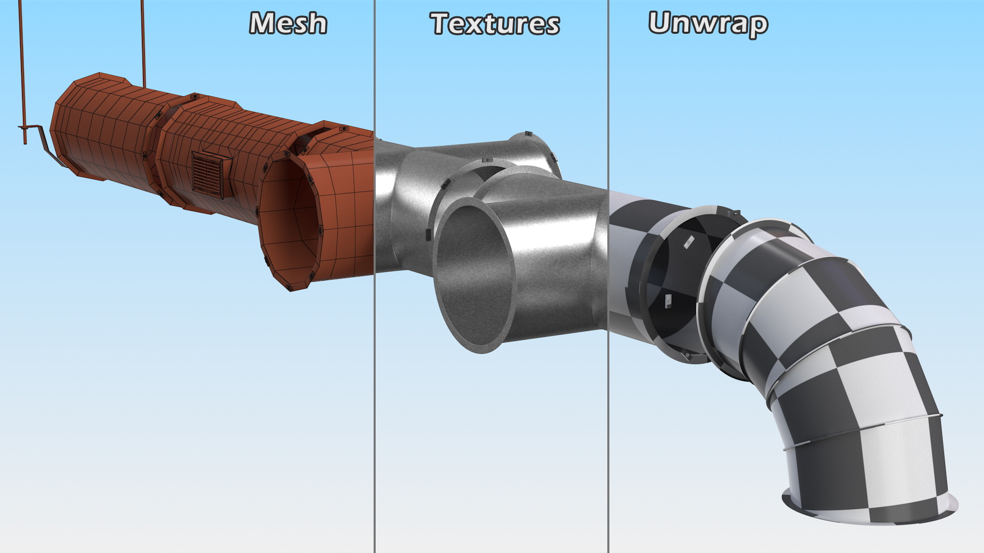 3D model Ventilation Shaft Pipe System Components