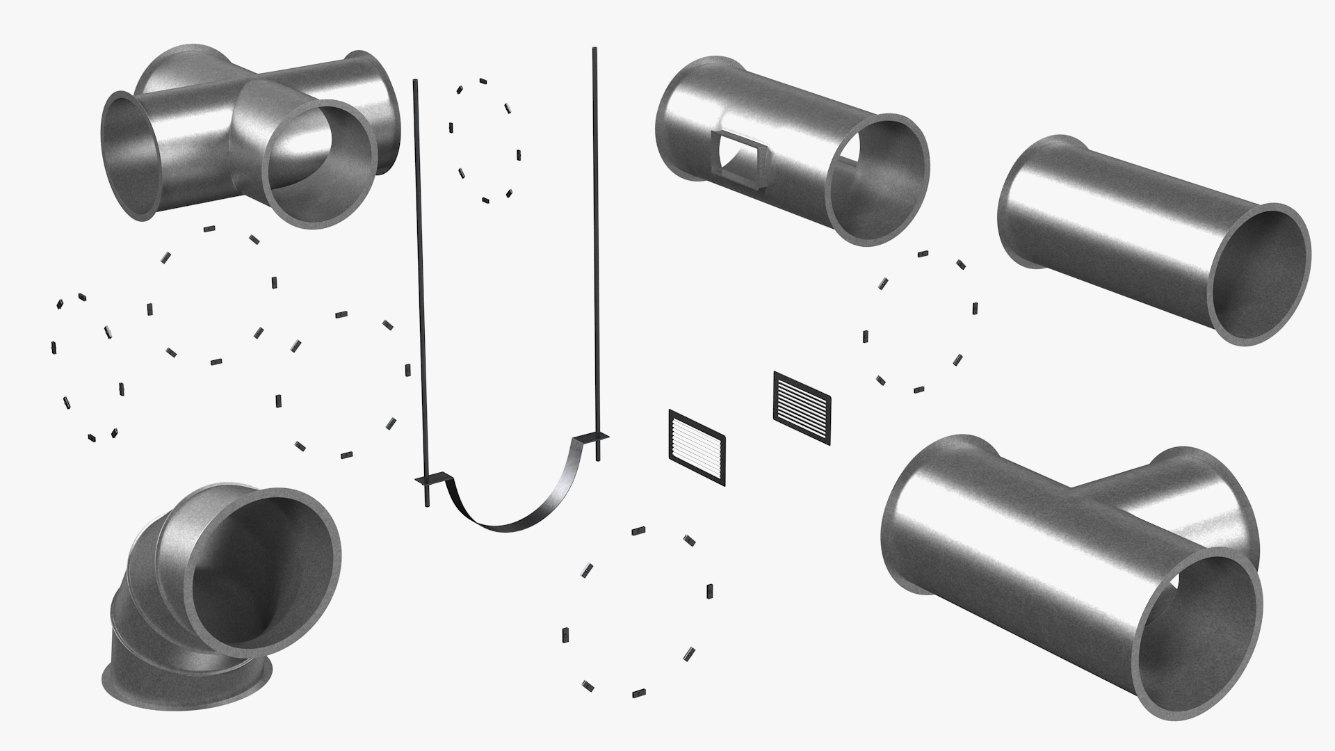 3D model Ventilation Shaft Pipe System Components