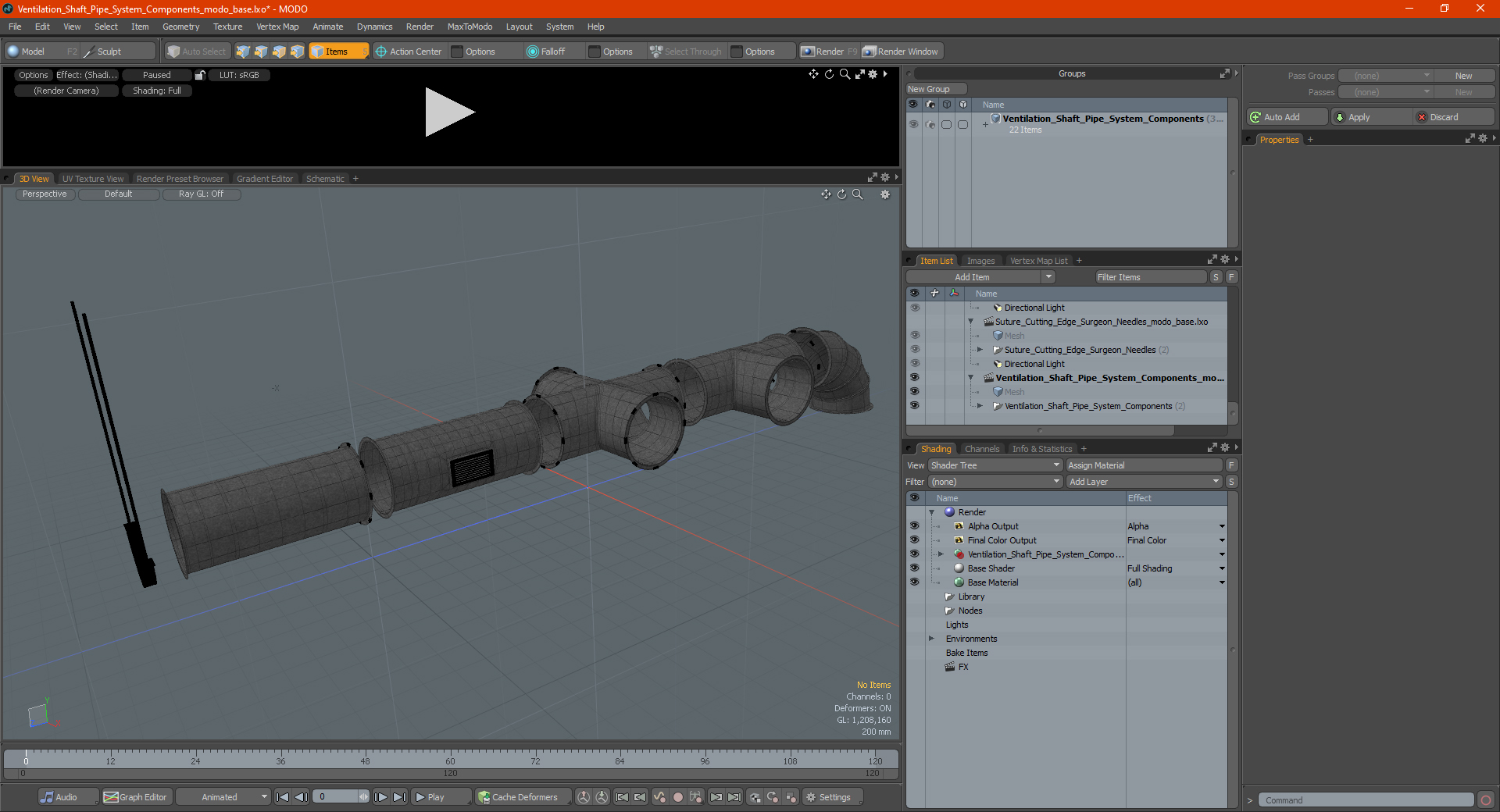 3D model Ventilation Shaft Pipe System Components