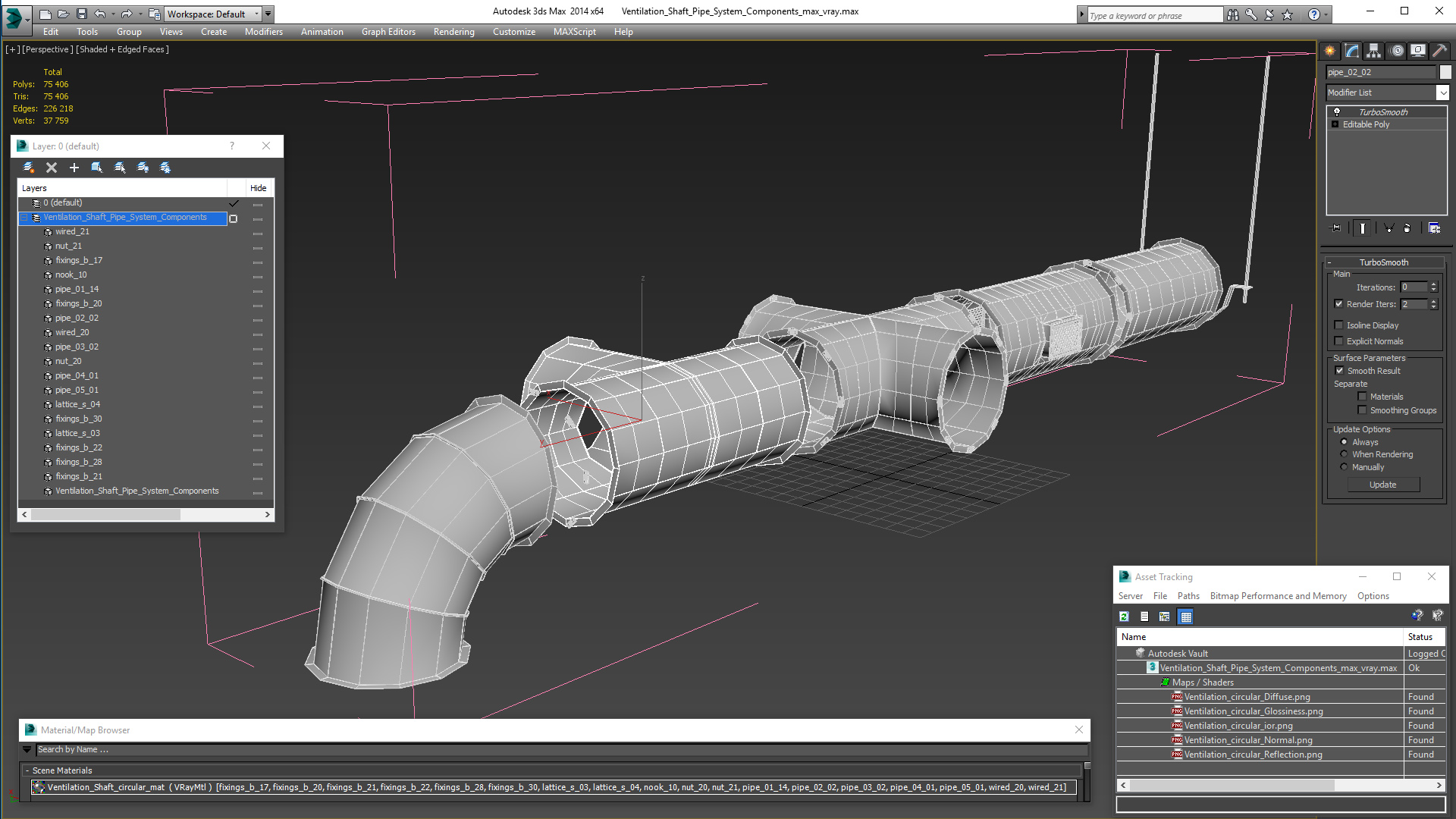 3D model Ventilation Shaft Pipe System Components