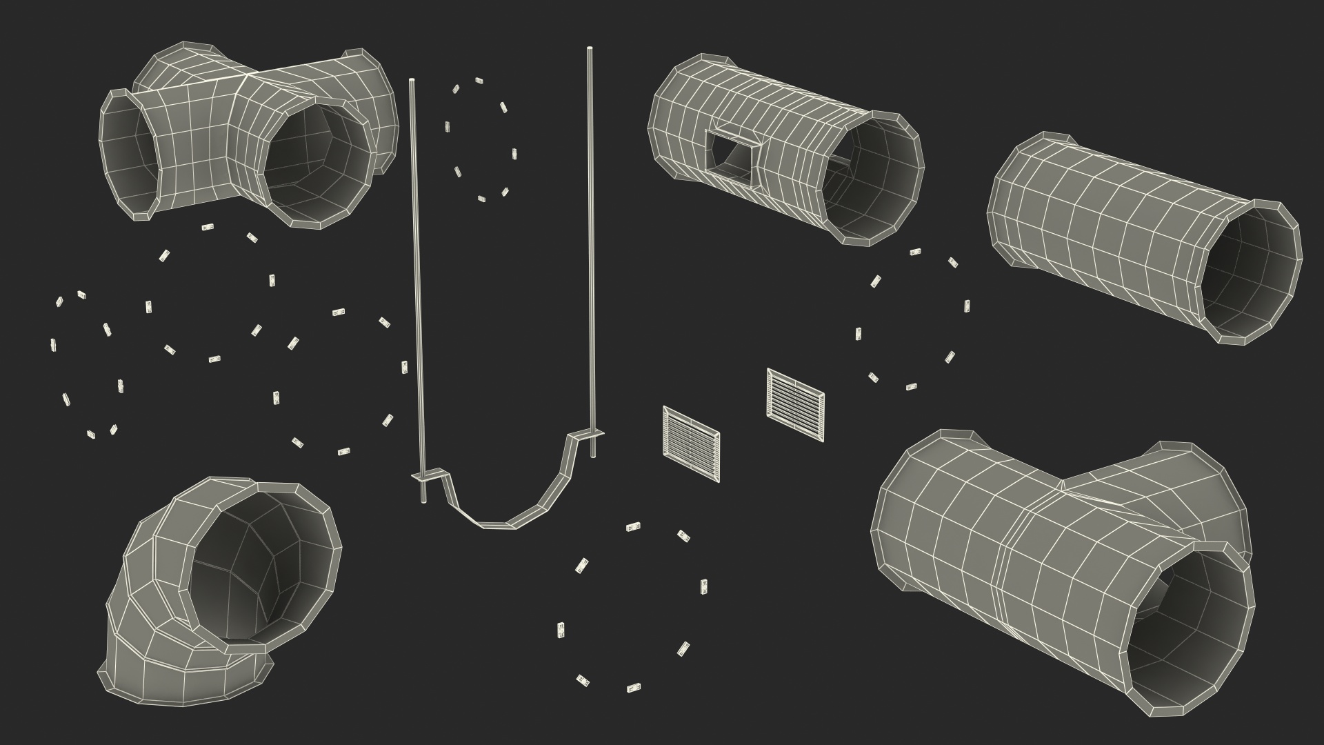 3D model Ventilation Shaft Pipe System Components