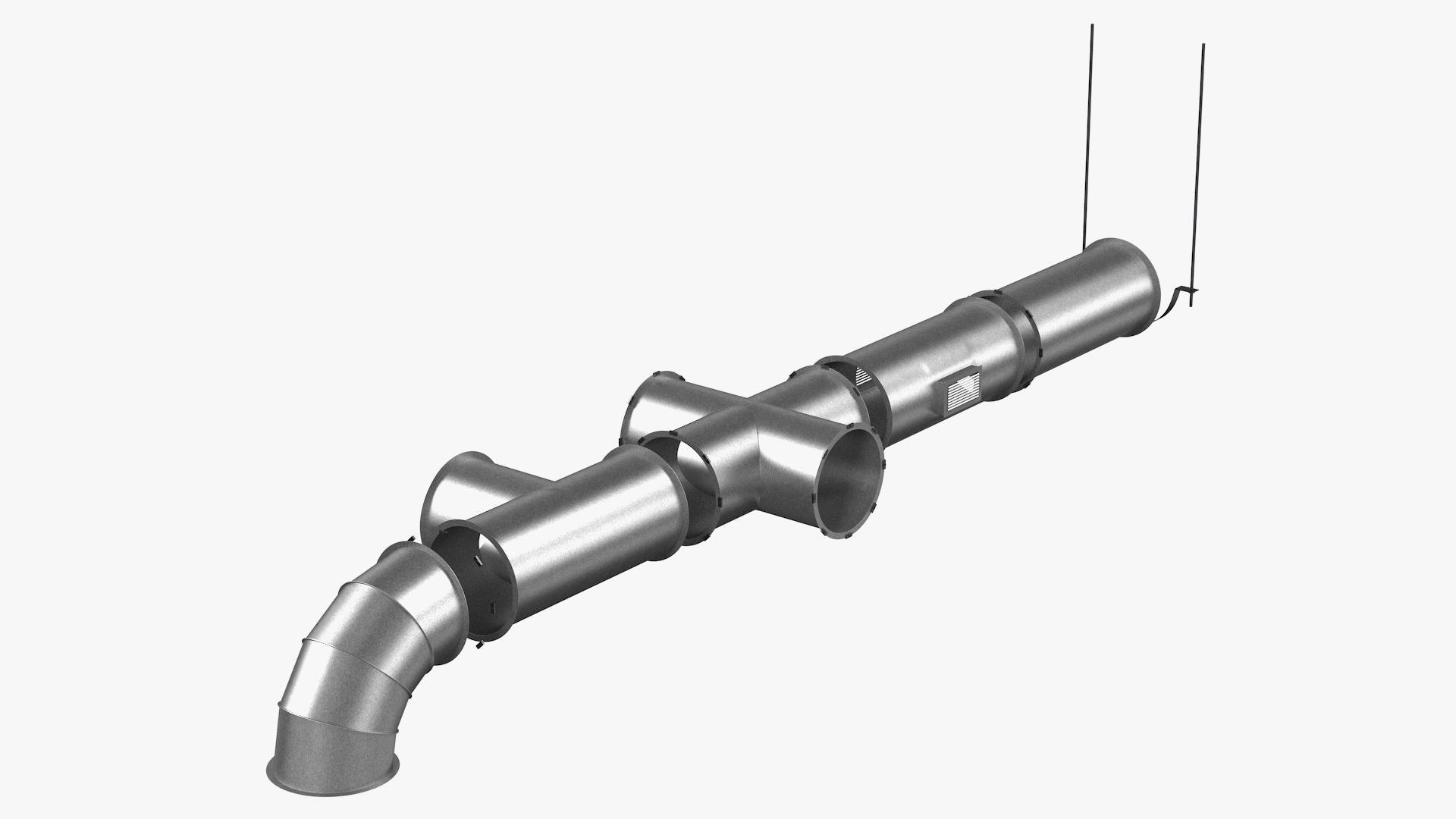3D model Ventilation Shaft Pipe System Components