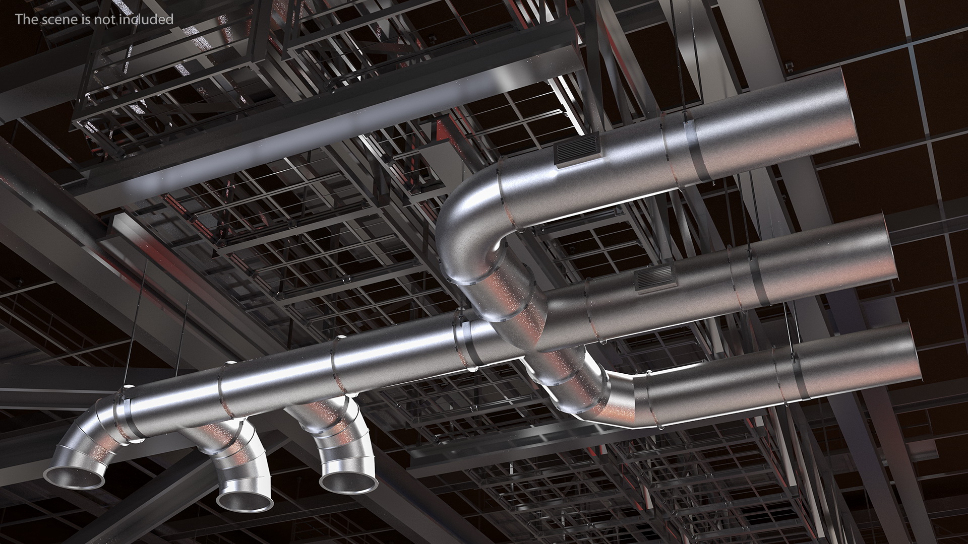 3D model Ventilation Shaft Pipe System Components